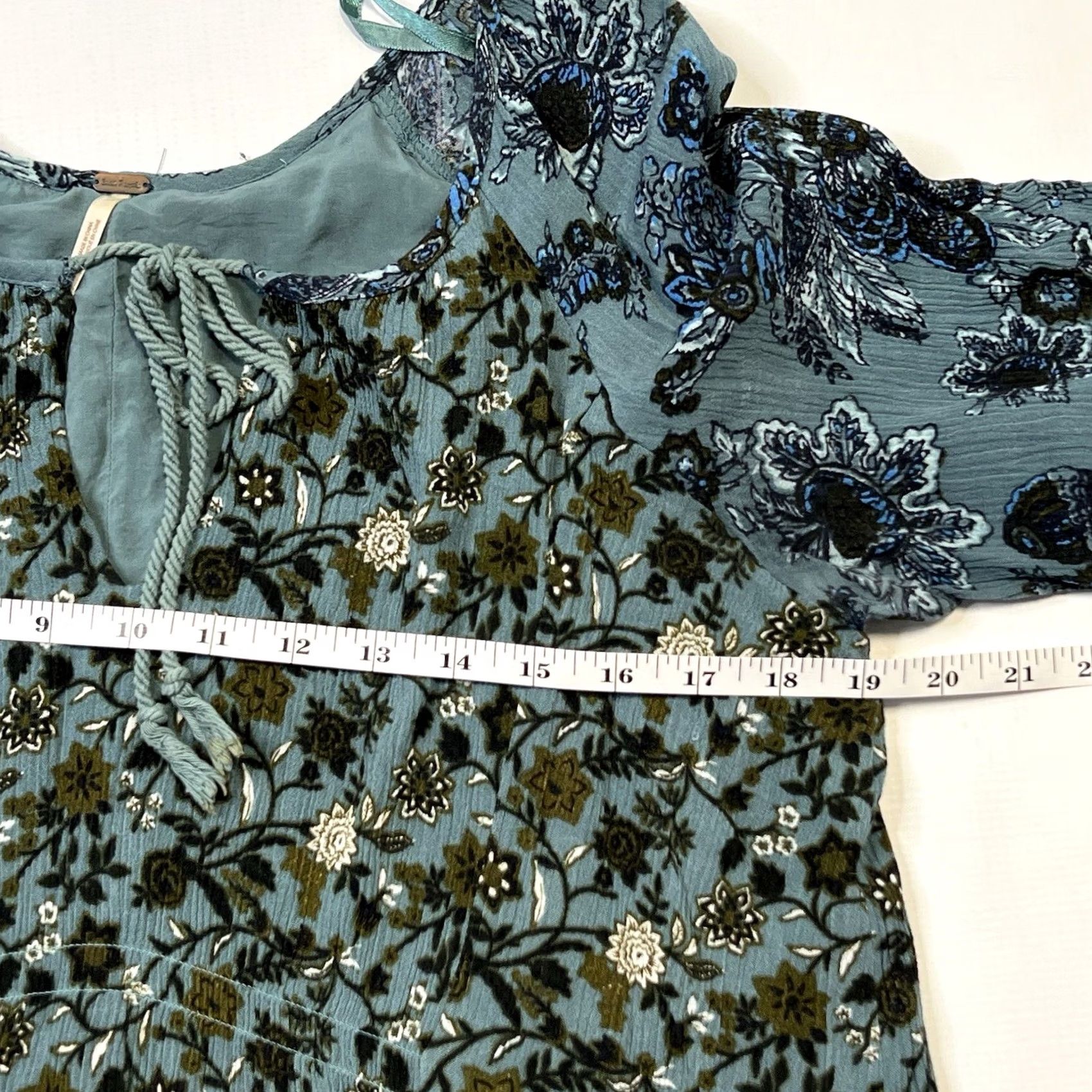 Free People Free People Dress Womens M Lucky Loosey Mini Tunic Blue Paisley Floral Boho Puff Sleeve V-Neck Lined Casual Party/Cocktail Travel Size M / US 6-8 / IT 42-44 - 5 Thumbnail