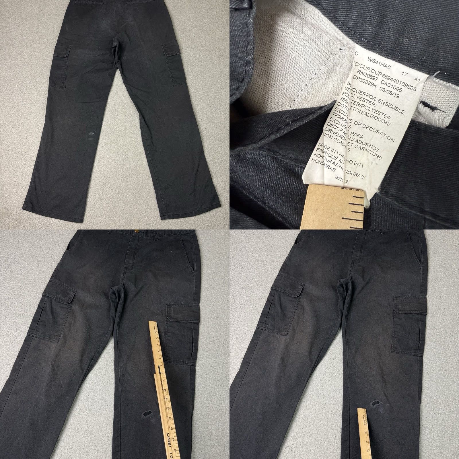 Dickies Dickies Pants Mens 32x32 Black Cargo Pocket Wide Straight Leg Relaxed Work Utility Casual Pants Mens Size US 32 / EU 48 - 8 Thumbnail