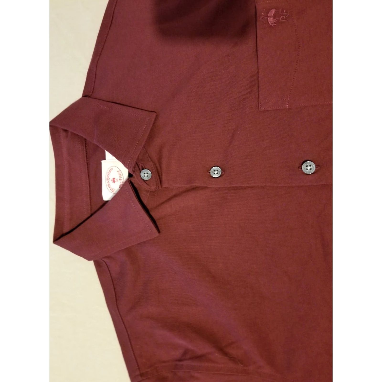 Brooks Brothers Brooks Brothers Fleece Button-Up Shirt Men's Small Burgundy Cotton Red Long Sleeve Size 36R - 2 Thumbnail