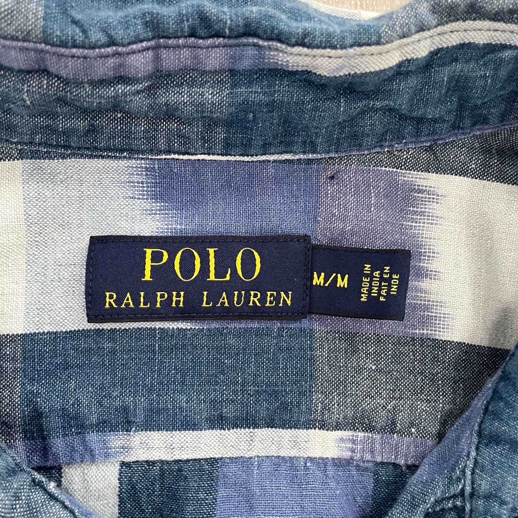 Polo Ralph Lauren Polo Ralph Lauren Blue Plaid Button-Up Shirt Adult Medium Cotton Linen Long Sleeve with Pockets Mens Size US M / EU 48-50 / 2 - 5 Thumbnail