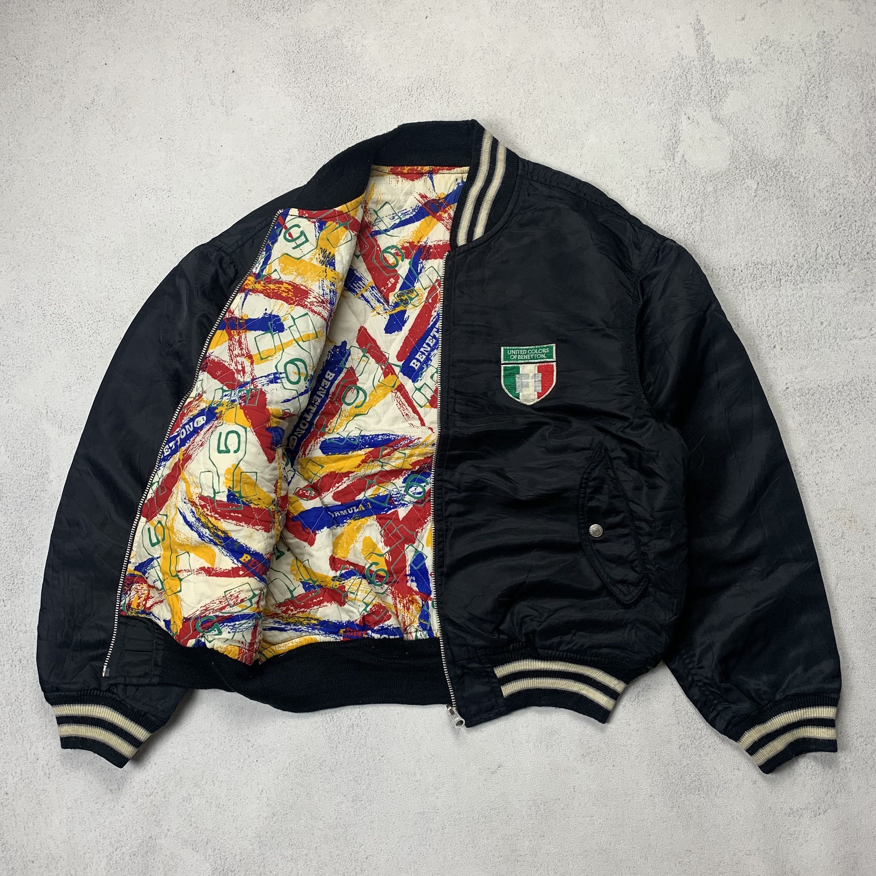 Benetton Reversible Vintage Benetton Formula 1 Racing Bomber Jacket Size US M / EU 48-50 / 2 - 1 Thumbnail