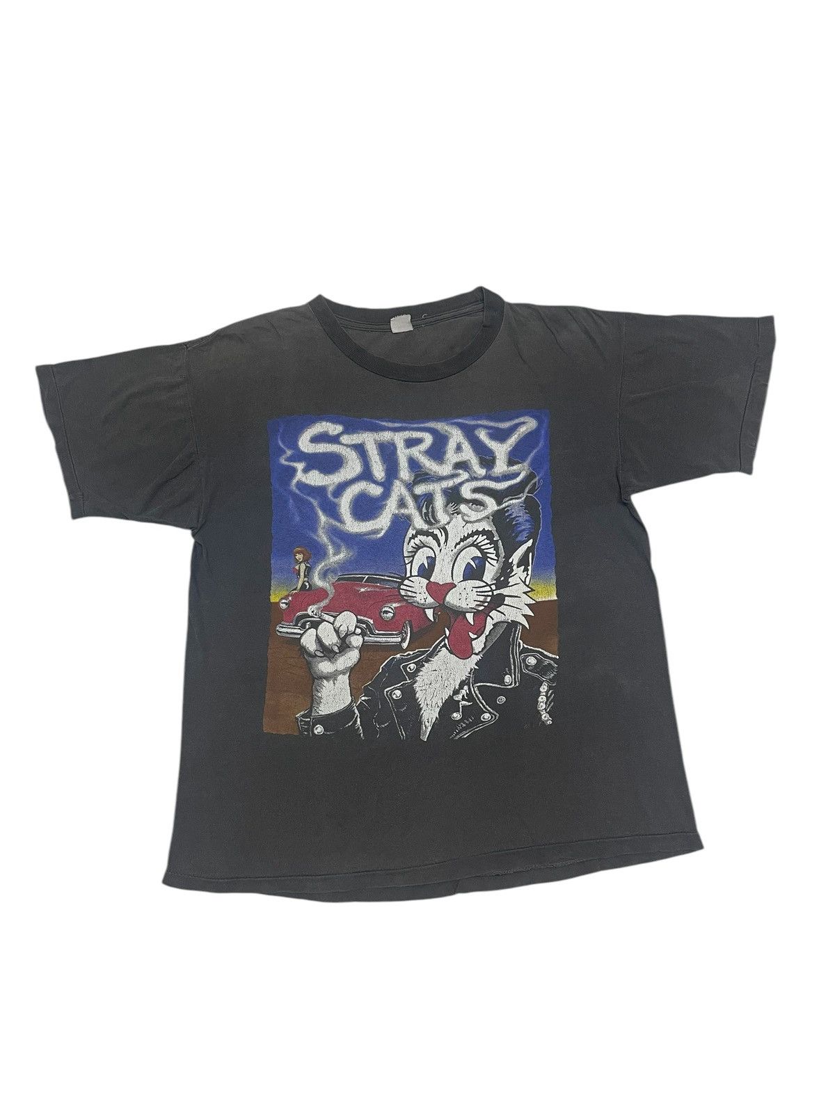 Band Tees × Vintage Vintage Rockabilly STRAY CATS LetsGoFaster Sunfaded T-shirt Size US L / EU 52-54 / 3 - 1 Thumbnail