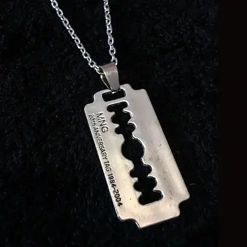Chain x Jewelry Razor Blade Pendant Necklace in Ancient Silver, Men's