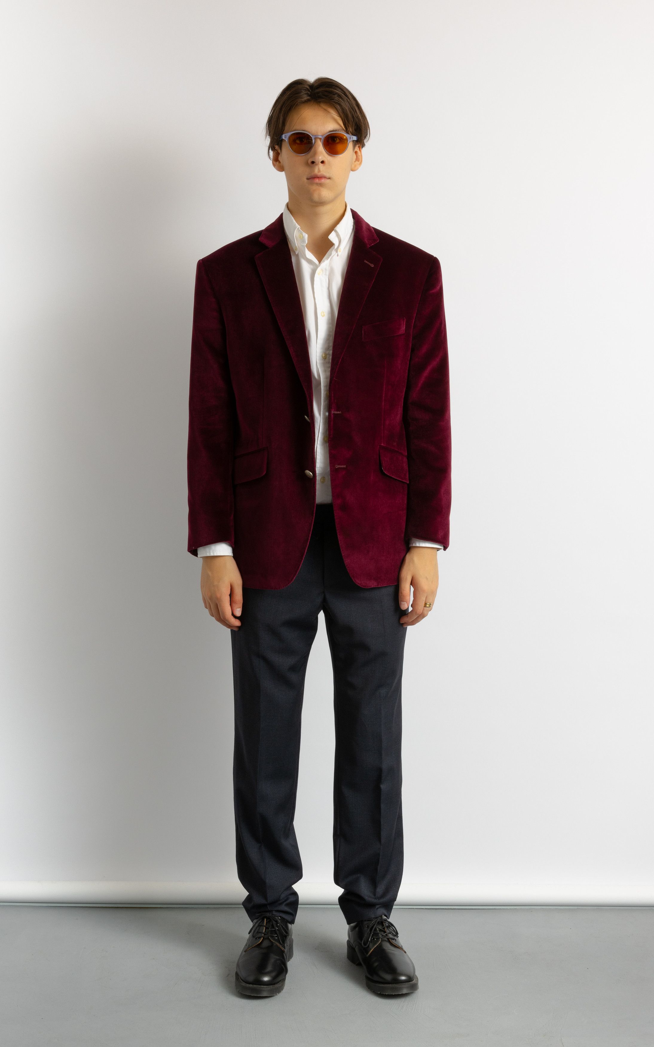 SCABAL Scabal Burgundy Men's Jacket Velvet Blazer 8719 Size US L / EU 52-54 / 3 - 2 Thumbnail