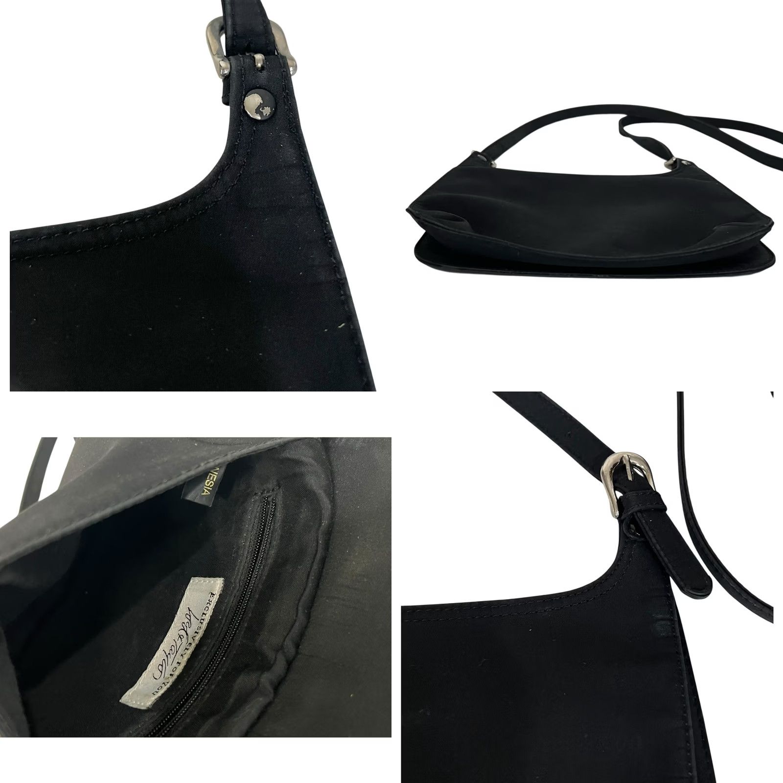 Lord & Taylor VINTAGE Lord &Taylor Crossbody Purse Nylon Black Adjustable Slim 90s 2000s Womens Size ONE SIZE - 8 Thumbnail