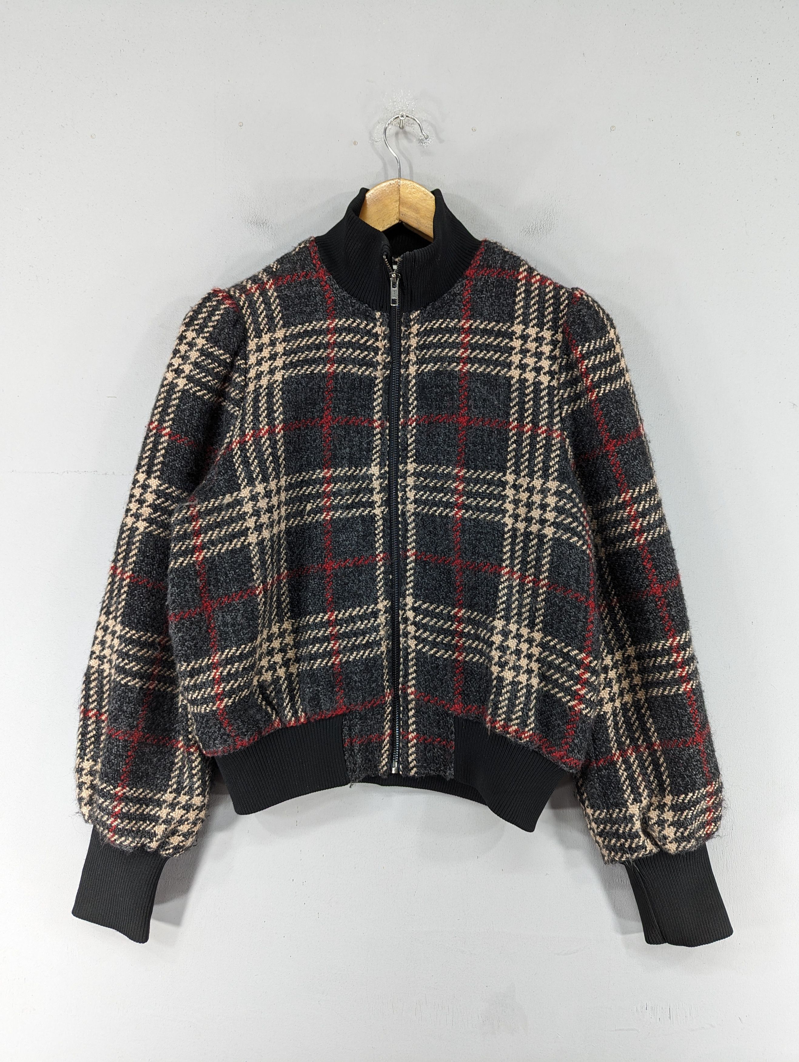 Express Express X Negin Mirsalehi Plaid Wool Bomber Jacket Size S / US 4 / IT 40 - 1 Thumbnail