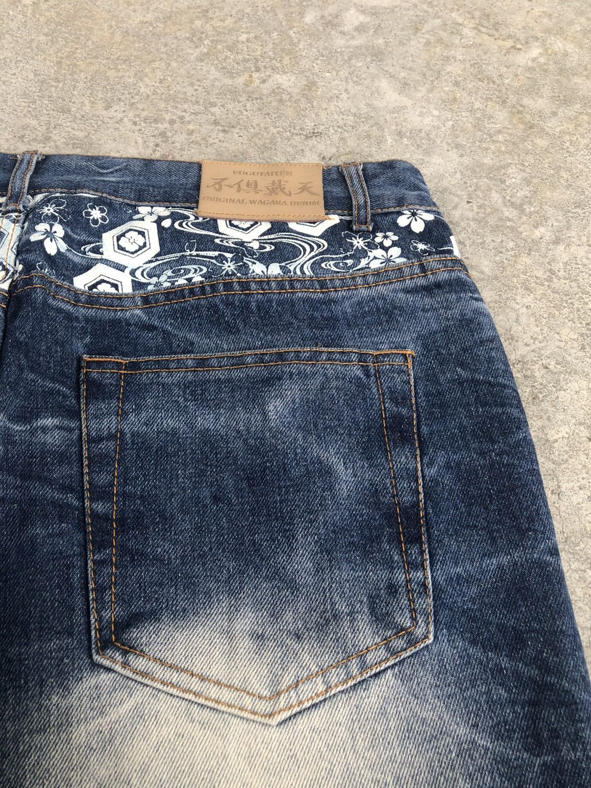 Japanese Brand Fugutaiten Embroidered Jeans Distressed Jeans Size US 33 - 17 Thumbnail