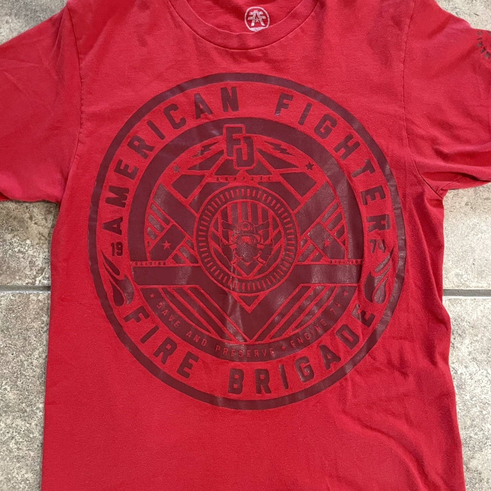 Vintage American Fighter T-Shirt Men Red Small Size US S / EU 44-46 / 1 - 3 Thumbnail