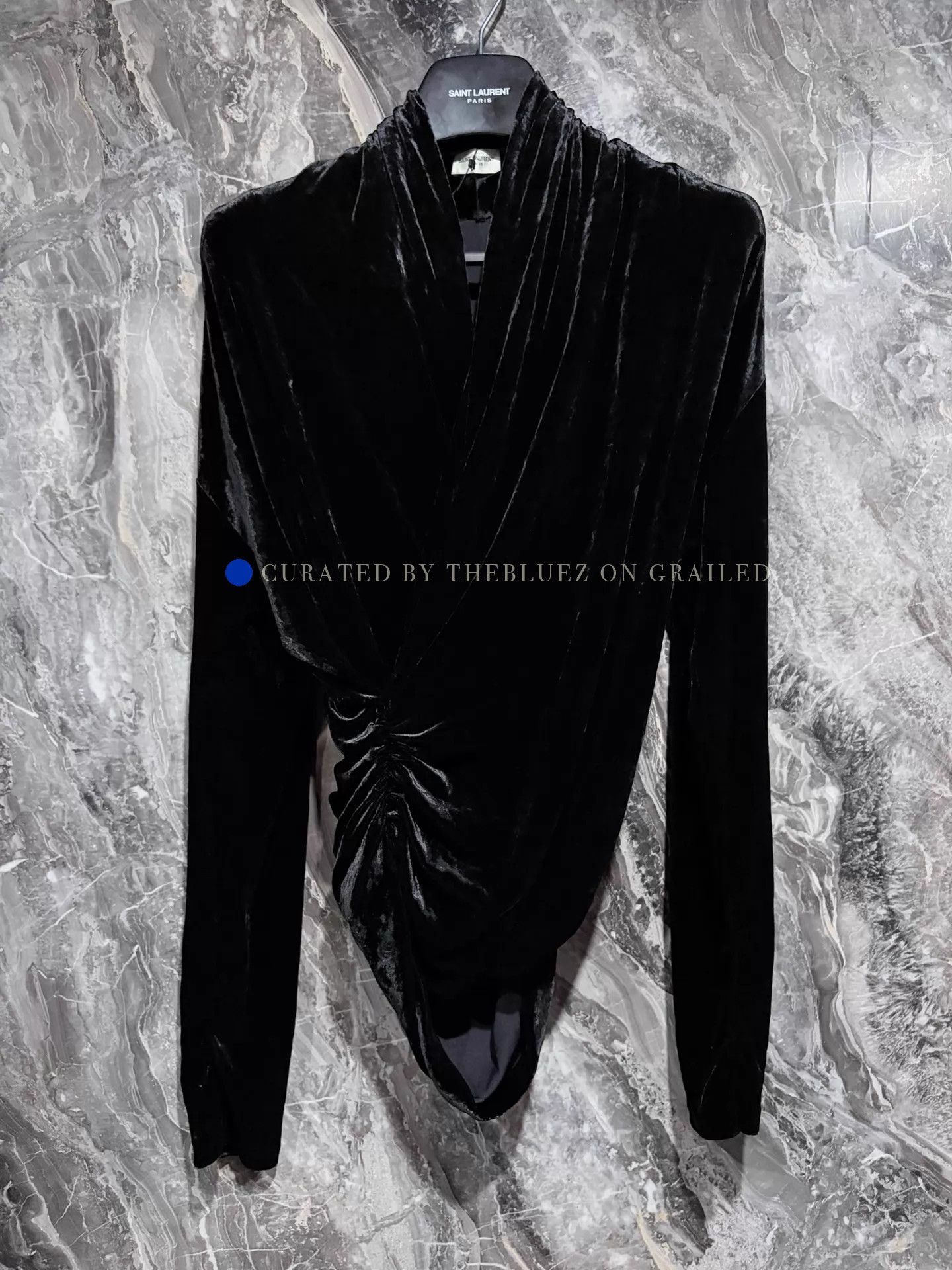 Saint Laurent Paris Black Velvet Wrap Top Size US L / EU 52-54 / 3 - 1 Thumbnail