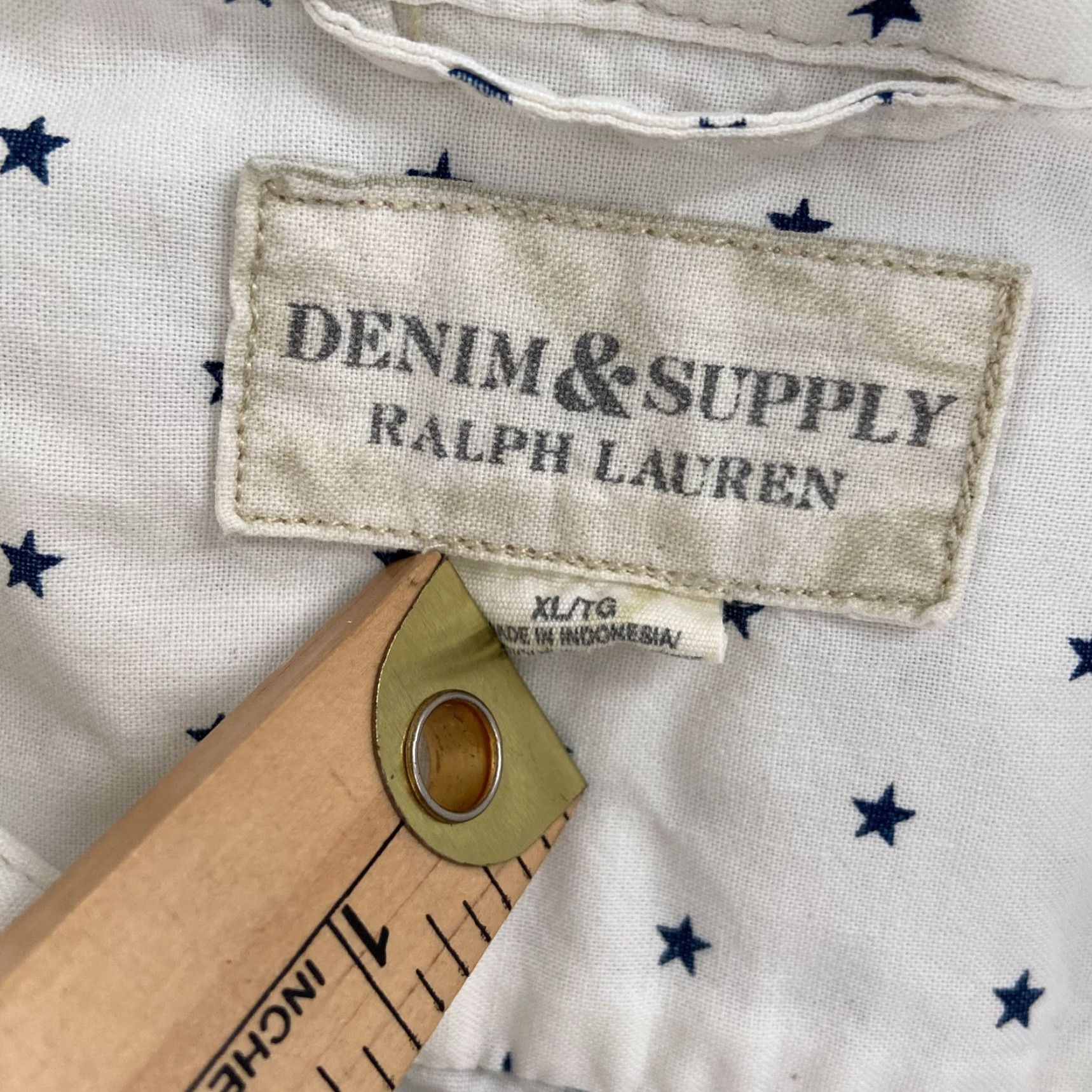 Ralph Lauren VINTAGE Denim & Supply Ralph Lauren Shirt Adult Extra Large White Star Button Short Sleeve Shirt XL White Stars Mens Size US XL / EU 56 / 4 - 6 Thumbnail
