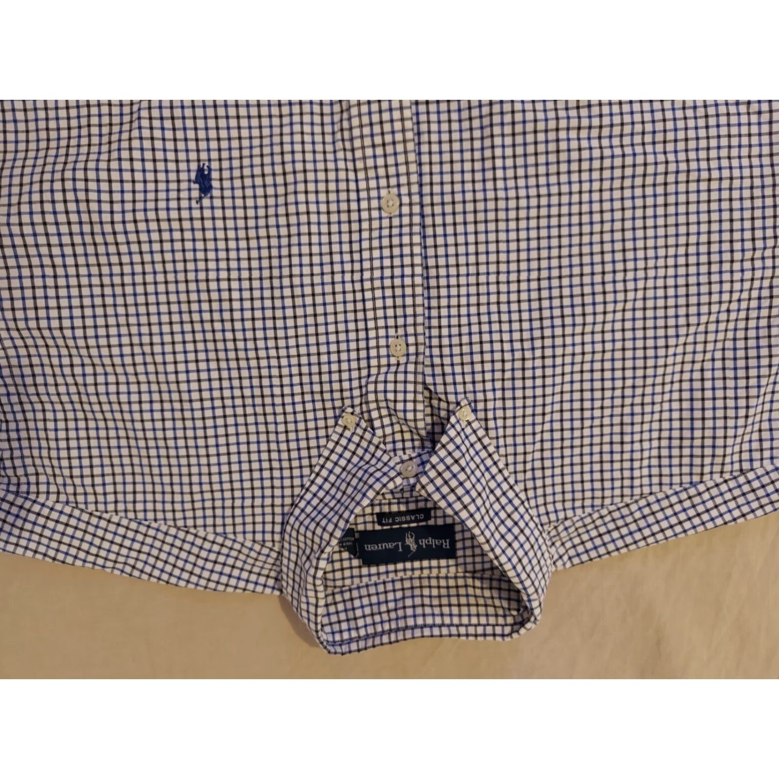 Polo Ralph Lauren Polo Ralph Lauren Dress Shirt Mens 17 1/2 XL White Blue Button Cotton Size 48R - 2 Thumbnail
