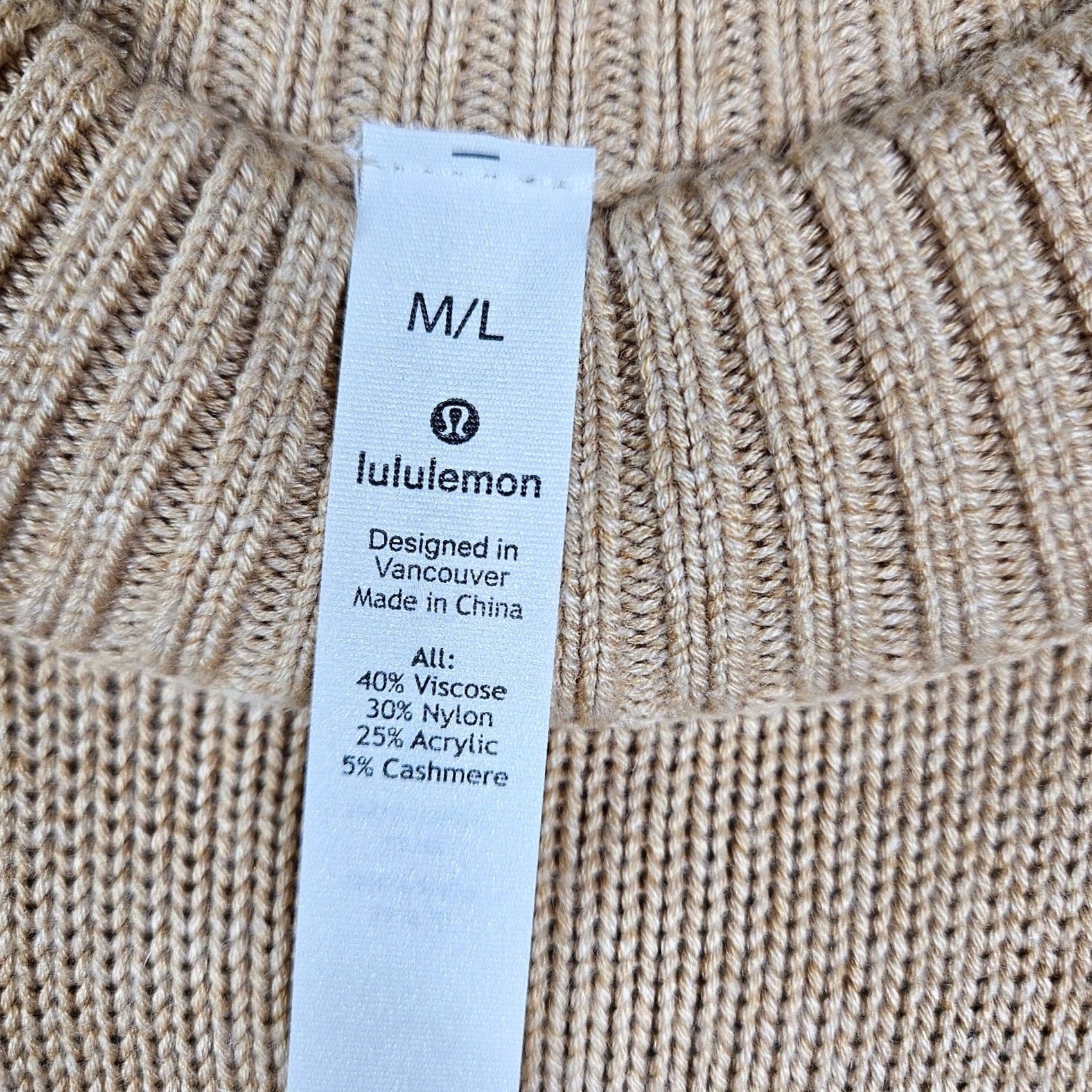 Lululemon Lululemon Women's Sweater Crew Neck Long Sleeve Tan Brown Cashmere Acrylic Nylon Viscose Knit Logo Size M/L Regular Pullover All Seasons Modern Casual Size M / US 6-8 / IT 42-44 - 6 Thumbnail