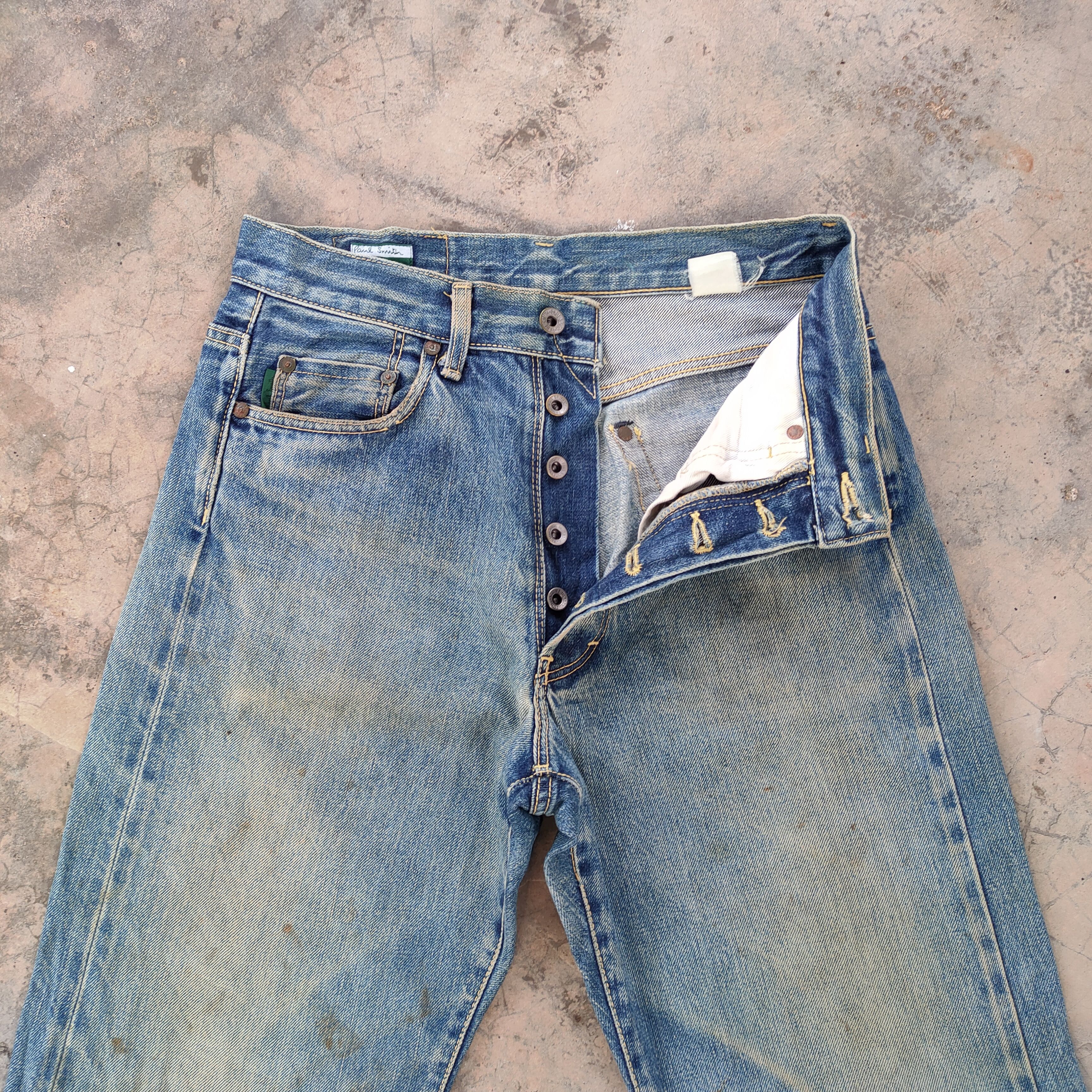 Paul Smith # VINTAGE PAUL SMITH SELVEDGE RUSTY FADED RIPPED JEANS PANTS Size US 30 / EU 46 - 3 Thumbnail