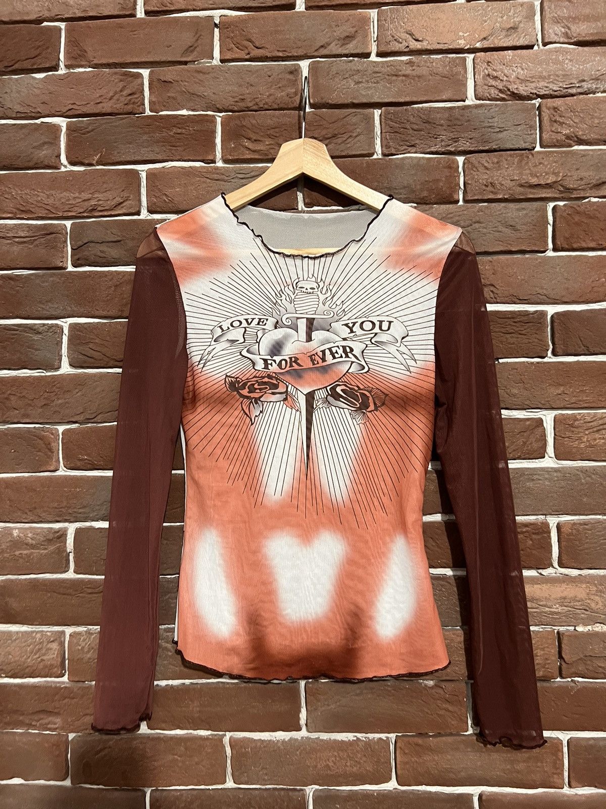 Japanese Brand × Vintage Mesh Longsleeve like JPG Love you forever Size US XS / EU 42 / 0 - 1 Thumbnail