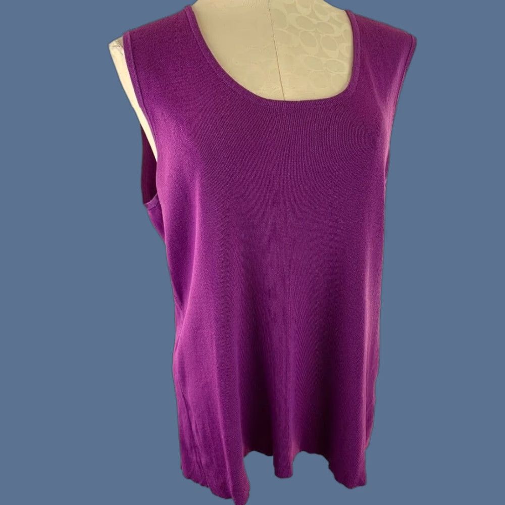 Vintage VINTAGE Dressbarn Women Purple Sleeveless Pullover Sweater Shell 18/20 Plus Size Adult Ladies Size XXL / US 16-18 / IT 52-54 - 1 Thumbnail
