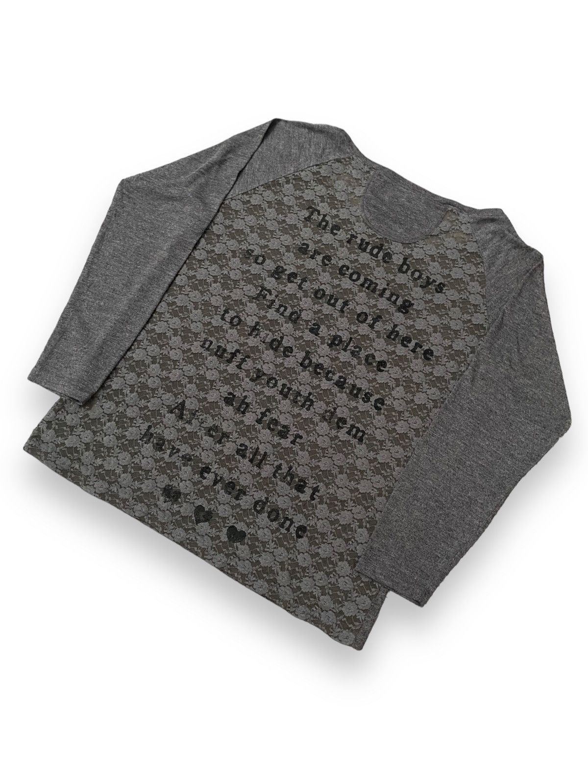 Japanese Brand JAPAN PHYSTICK I LOVE RUDE STAND POEM LACE BACK SHORT SLEEVE Size M / US 6-8 / IT 42-44 - 10 Thumbnail