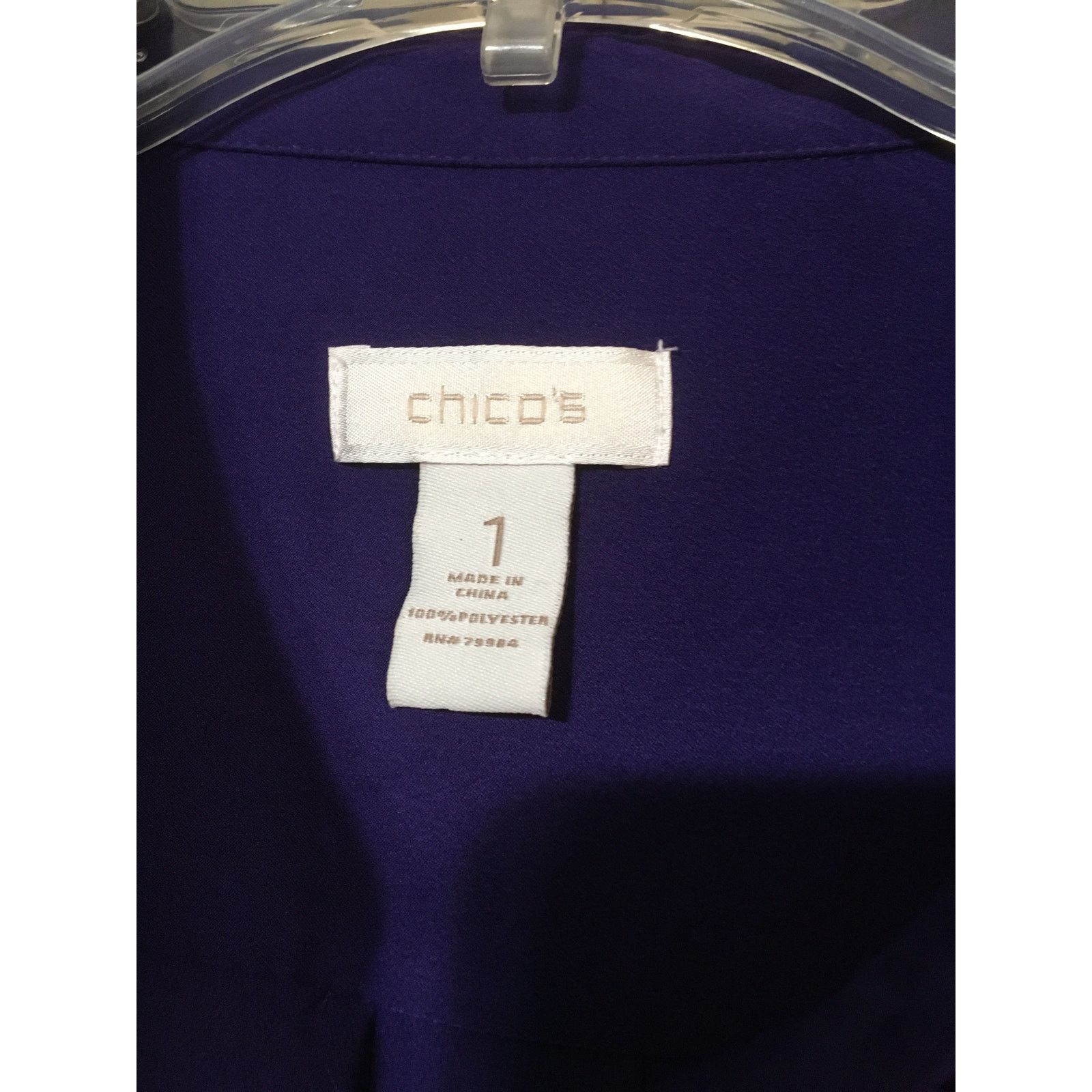 Other Chico's Size 1, Medium Hidden Button Up Purple Blouse Size M / US 6-8 / IT 42-44 - 2 Thumbnail