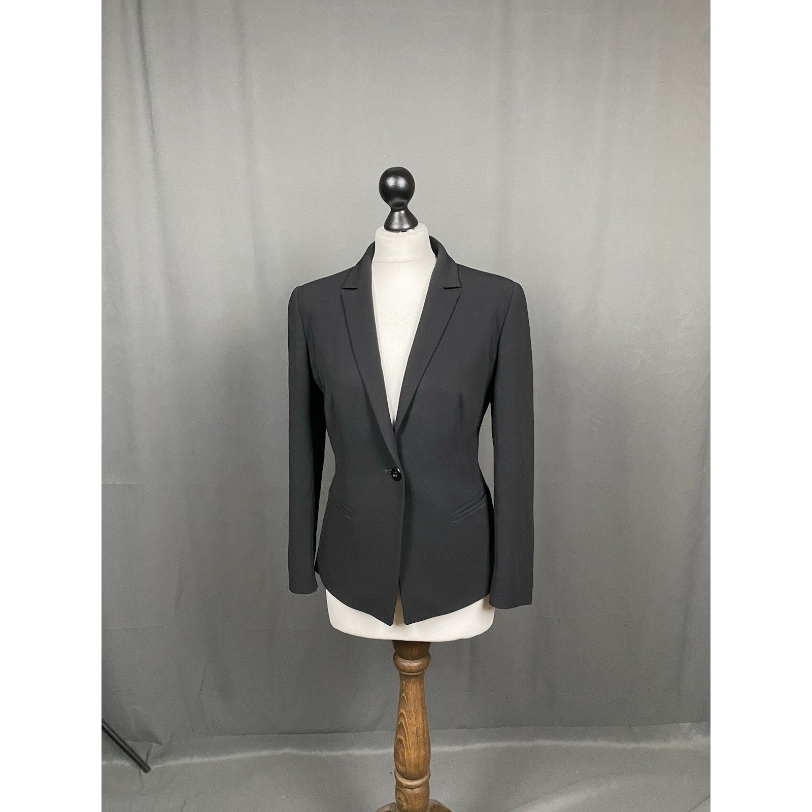 Max Mara MINT! Max Mara Studio Black 1-Button Notched Lapel Wool Blaz Size L / US 10 / IT 46 - 2 Thumbnail