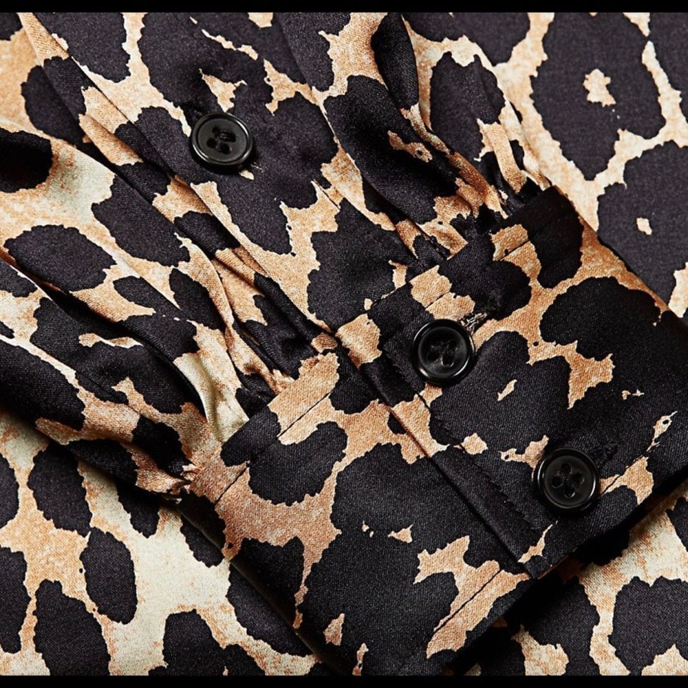 Ganni GANNI Stretch Silk Satin Leopard Wrap Dress, 4 Size S / US 4 / IT 40 - 5 Thumbnail