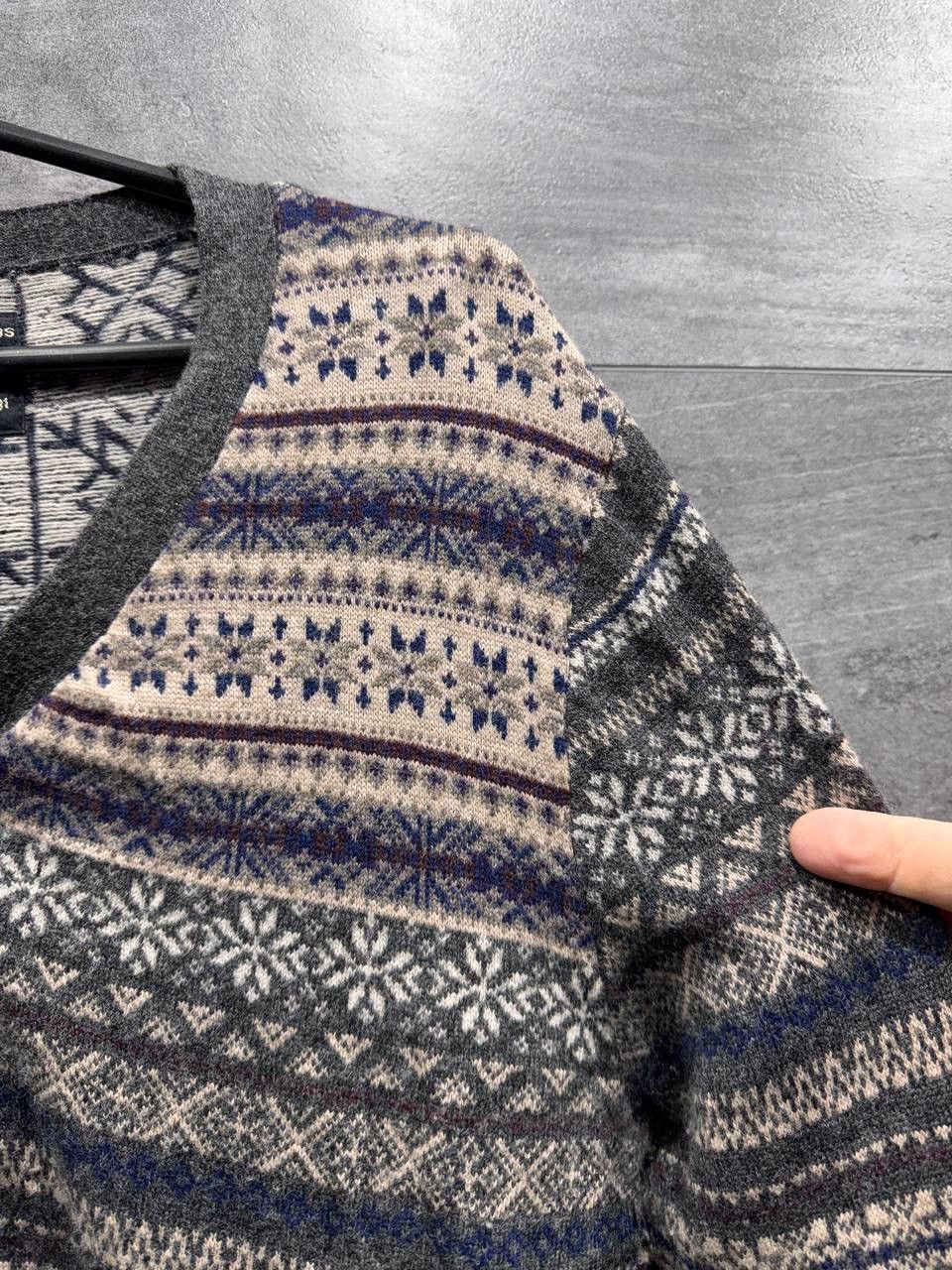 Allsaints AllSaints Mens Vallo Fair Isle Cardigan Wool Sweater Size L Size US L / EU 52-54 / 3 - 9 Thumbnail