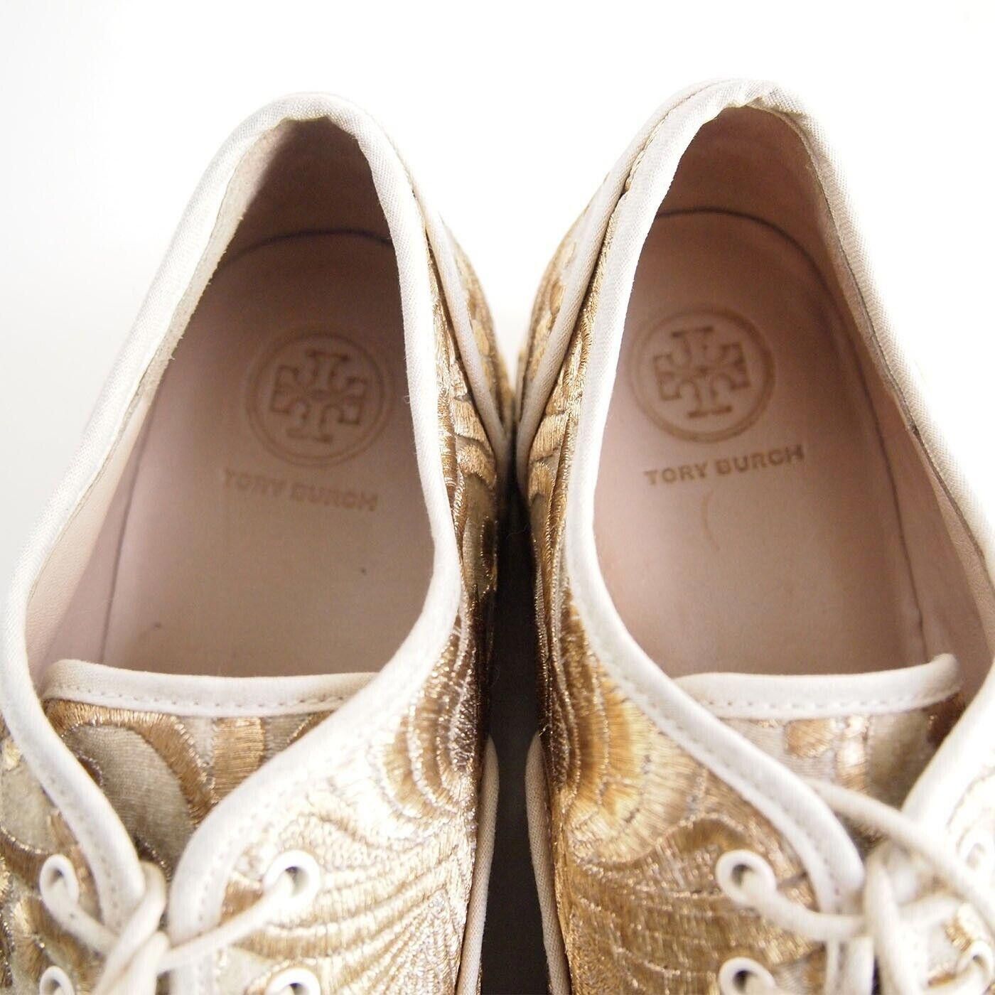 Tory Burch Tory Burch Arden Oxfords Gold Brocade US 7 M EU 37.5 Size US 7 / IT 37 - 3 Thumbnail