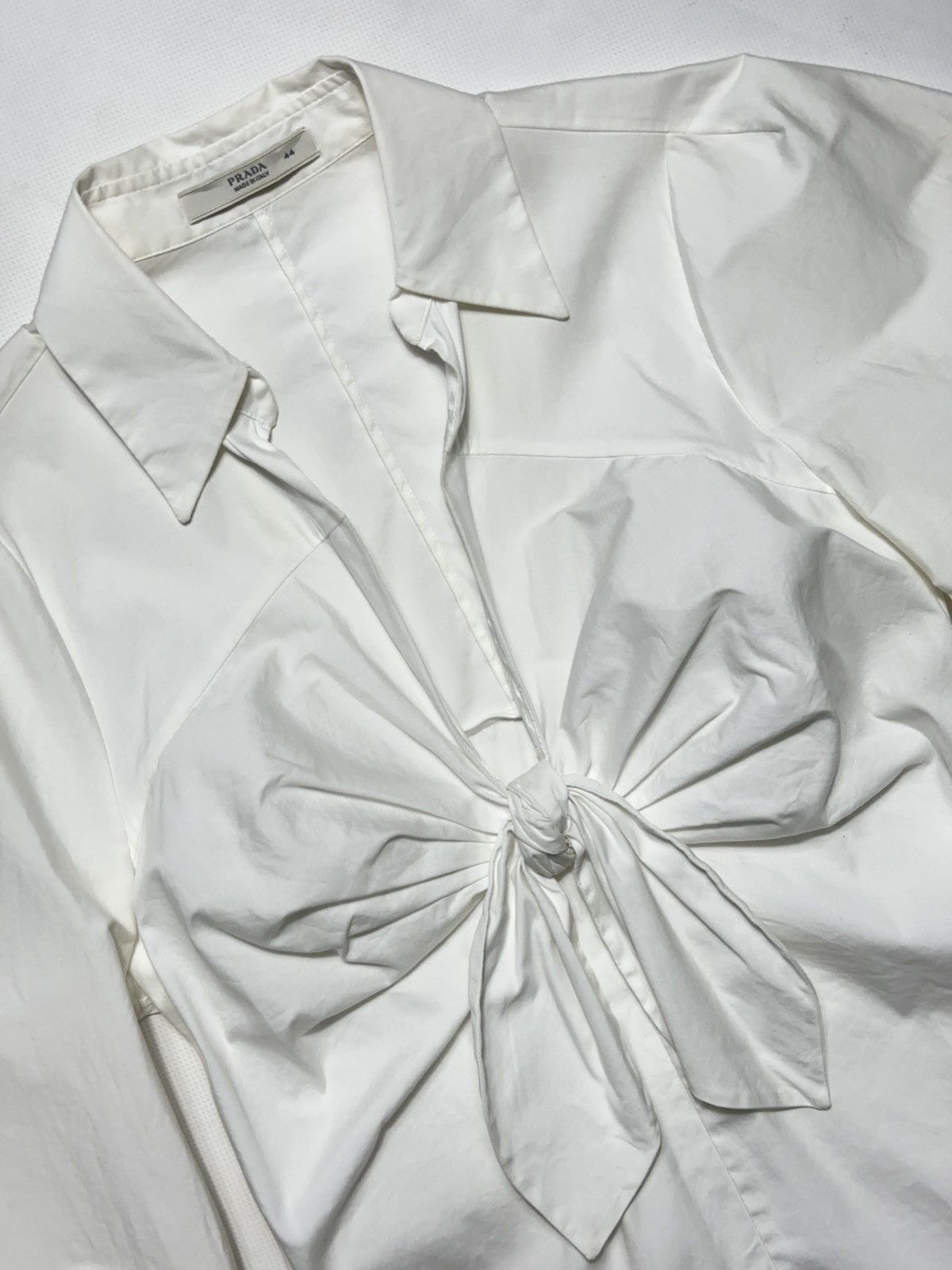 Prada Rare 2009 Prada White Tied Blouse Size M / US 6-8 / IT 42-44 - 3 Thumbnail