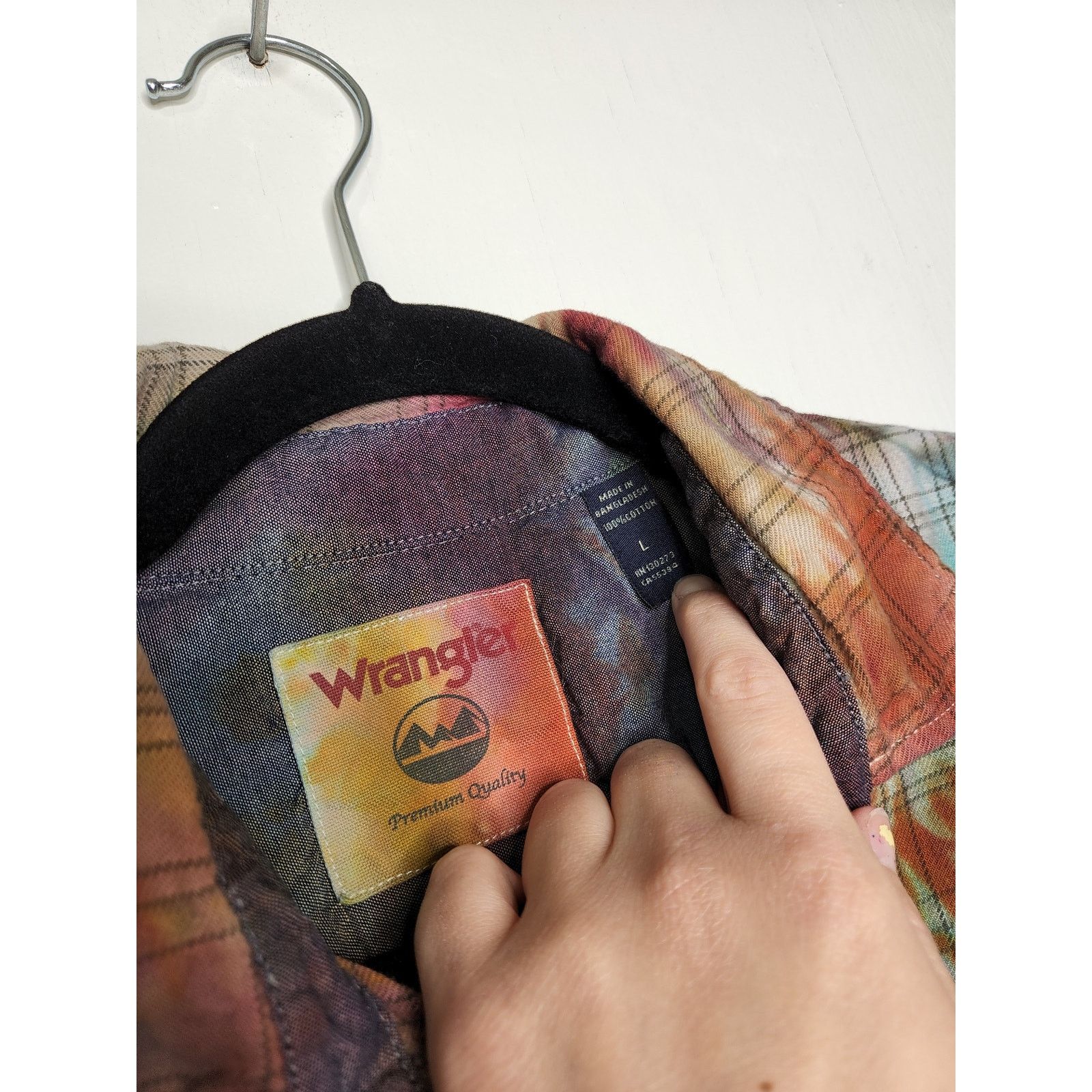 Wrangler Wrangler Button Flannel Plaid Custom Ice Tie Dye Shirt Size US L / EU 52-54 / 3 - 5 Thumbnail