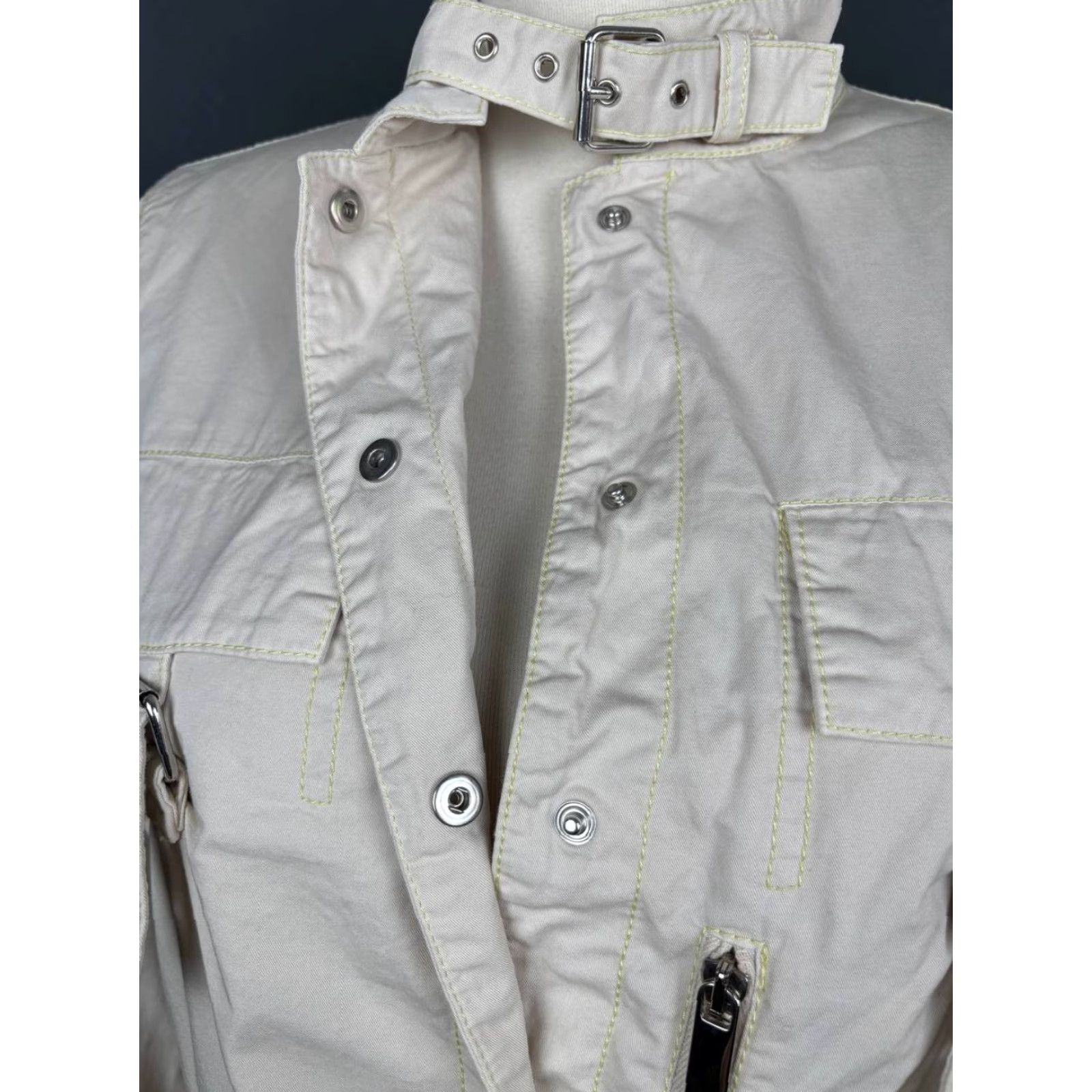 Emporio Armani Emporio Armani Womens Jacket White Cotton Long Sleeve Windbreaker Belt Size ONE SIZE - 6 Thumbnail