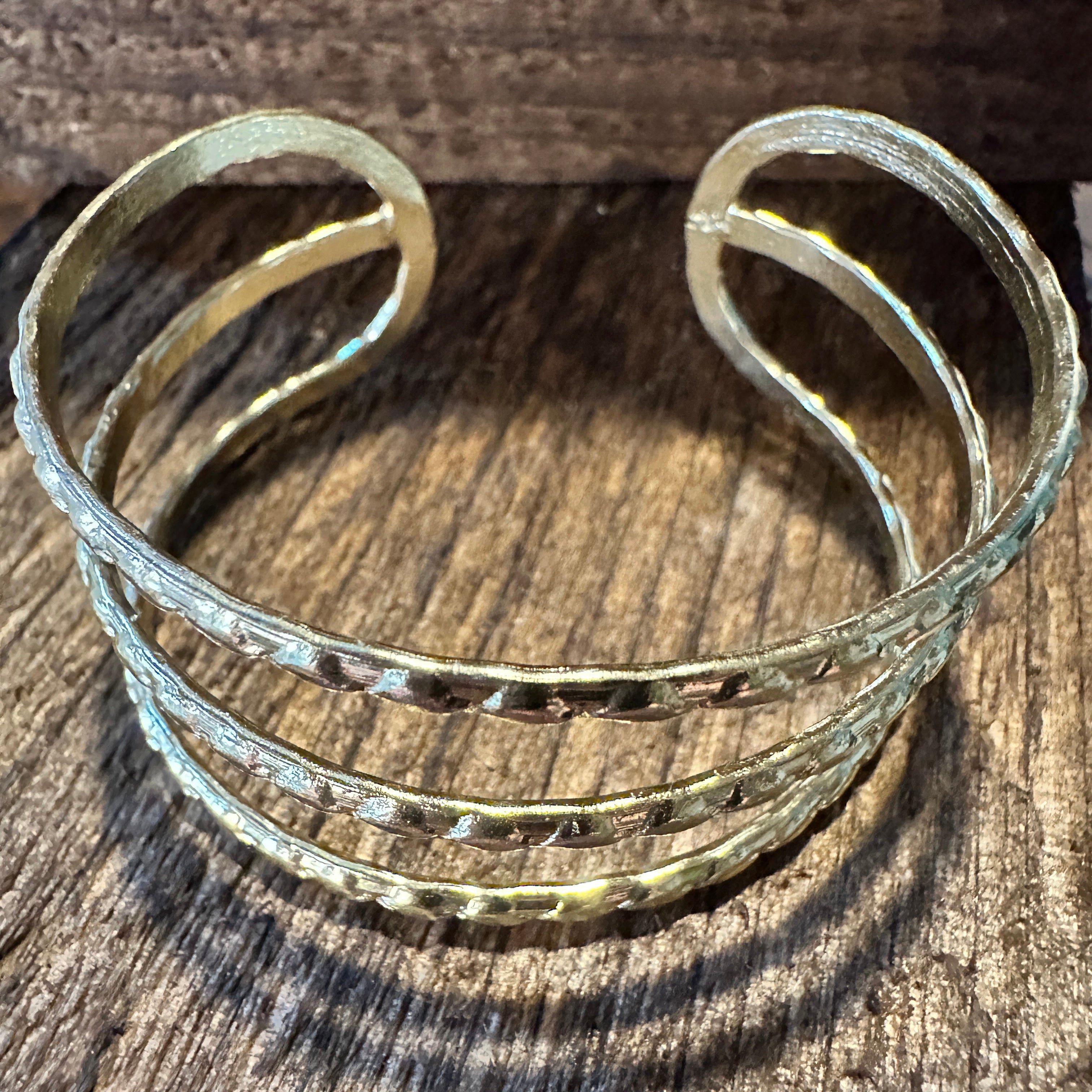 Other Handcrafted Boho Gold Plated Adjustable Cuff Bracelet - 3 Te Size ONE SIZE - 3 Thumbnail