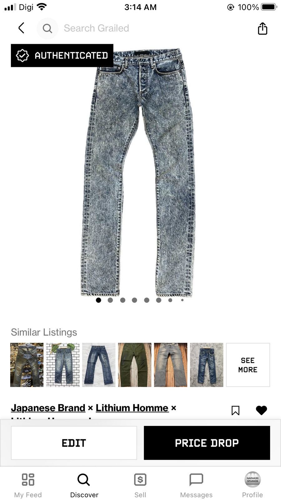 Lithium Lithium Homme Acid Wash Skinny Jeans #9114-58 Size US 32 / EU 48 - 11 Thumbnail