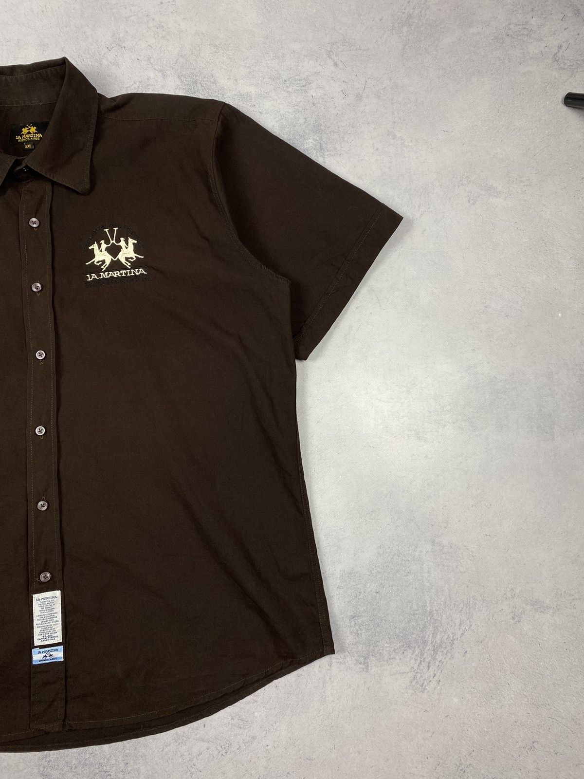 La Martina La Martina Brown Short Sleeve Button Up Luxury Shirt Size US XXL / EU 58 / 5 - 3 Thumbnail