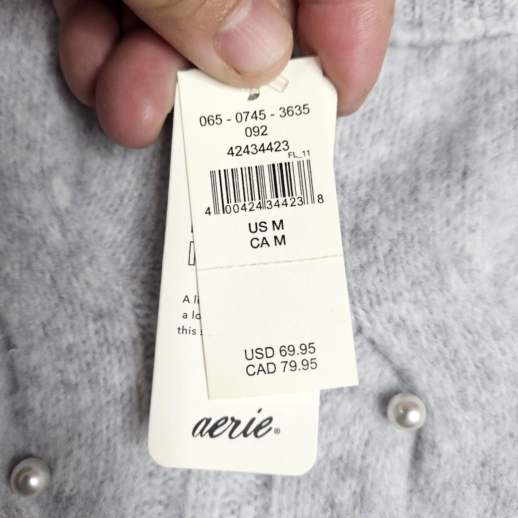 Vintage AERIE Cable Pearl Crew Neck Long Sleeve Sweater M NEW Ivory Women's Knit Cardigan Slim Relaxed Fit Size M / US 6-8 / IT 42-44 - 6 Thumbnail