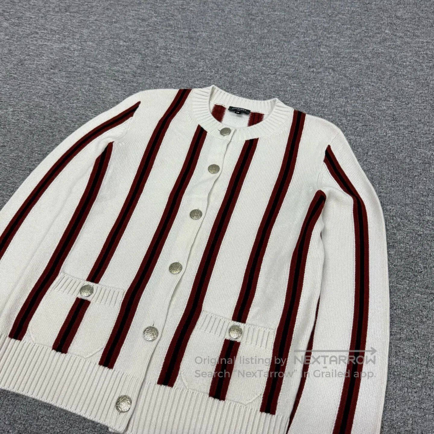 Chanel Chanel Vertical stripes; Knit cardigan| Size M / US 6-8 / IT 42-44 - 3 Thumbnail