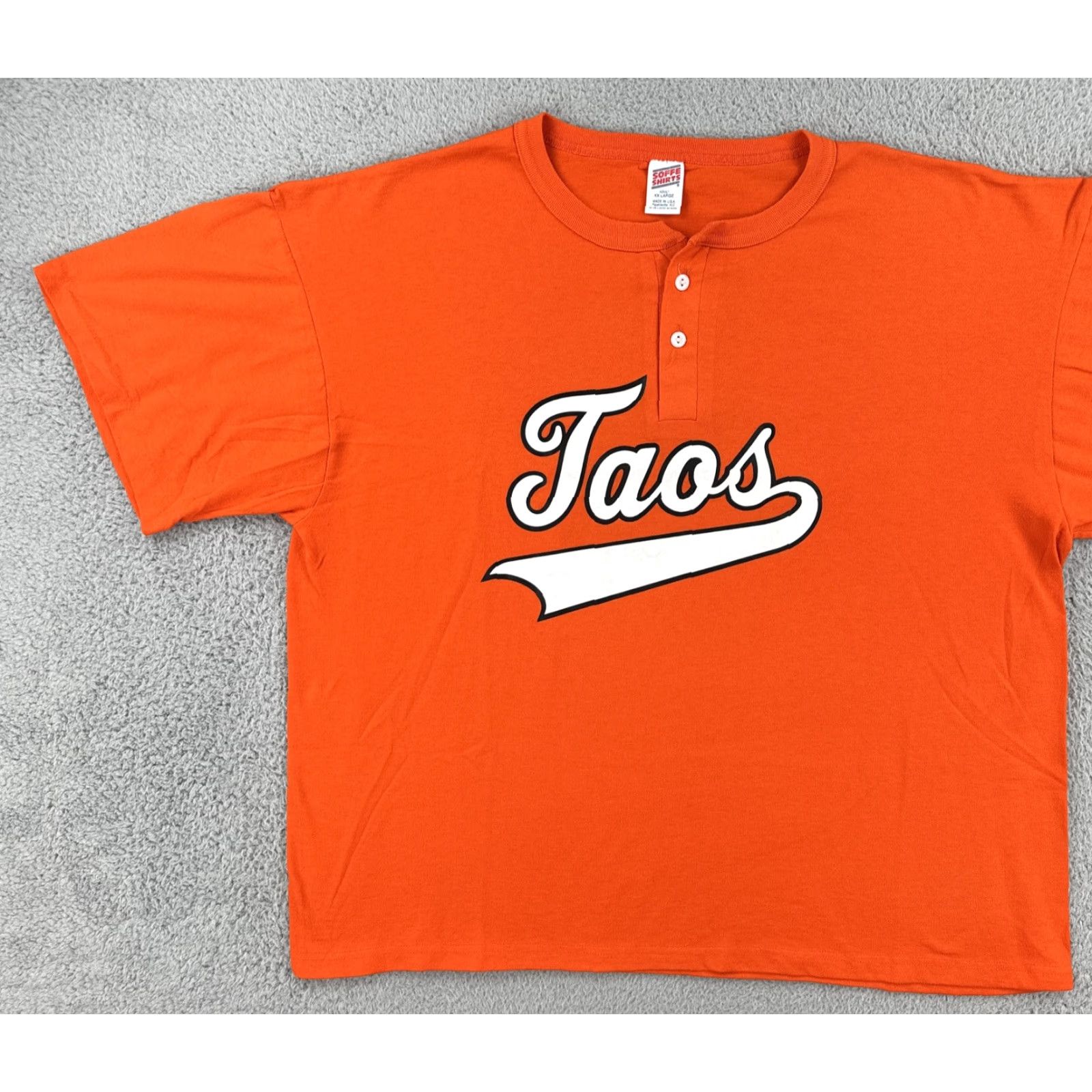 Soffe VINTAGE Soffe Shirts 2XL Orange Henley Short Sleeve USA 90s Sports Shirt Mens Size US XXL / EU 58 / 5 - 3 Thumbnail