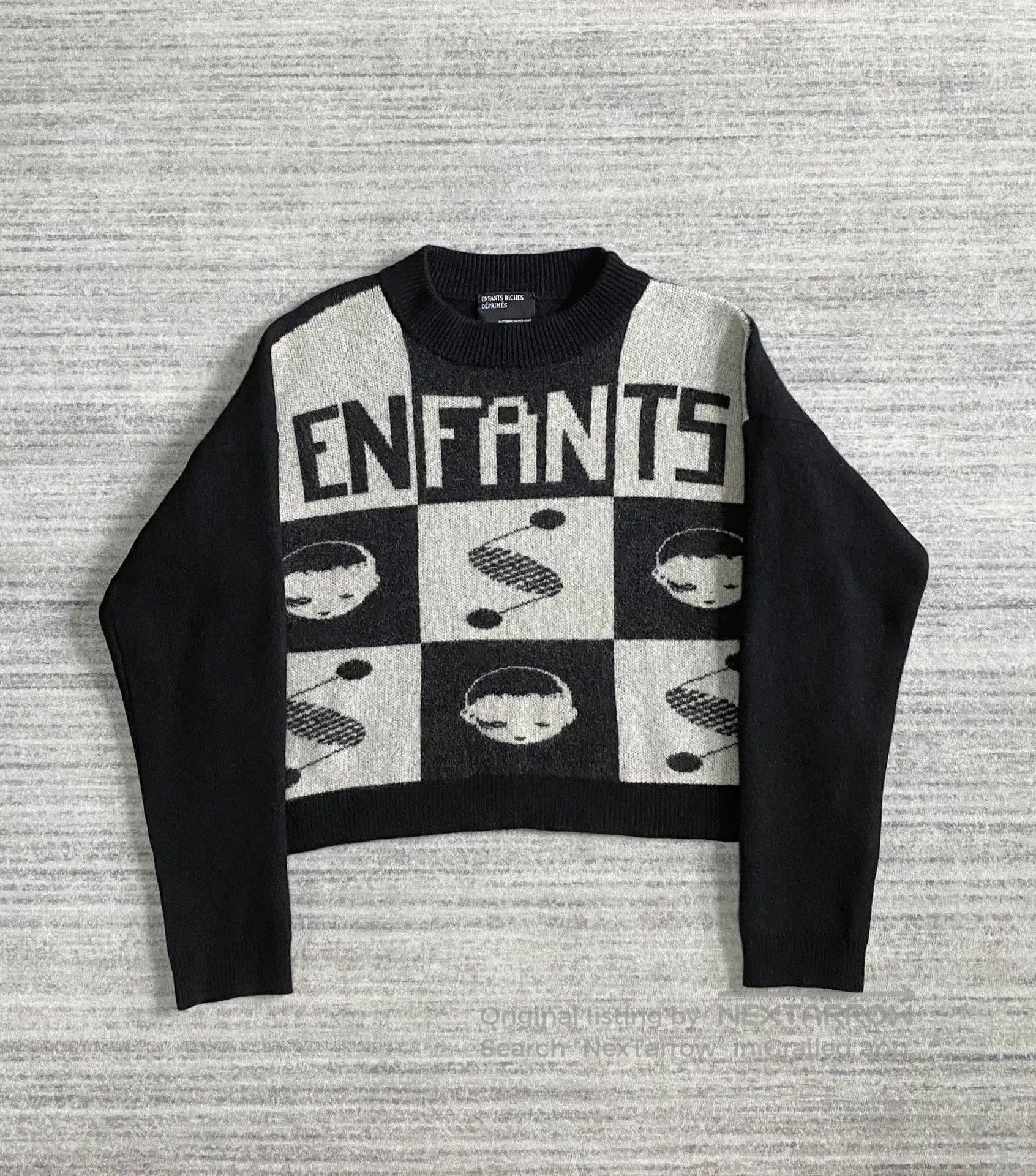 Enfants Riches Deprimes black and white checkered kids sweater. Size US XL / EU 56 / 4 - 1 Thumbnail