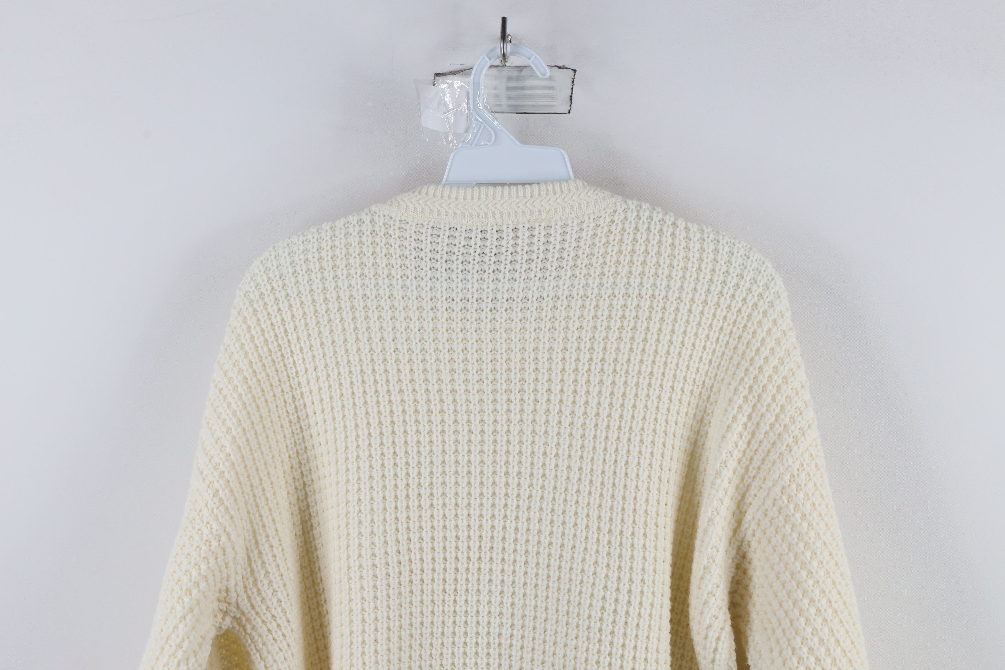 Vintage Vintage 90s Streetwear Chunky Thermal Knit Sweater Cream Size US M / EU 48-50 / 2 - 7 Thumbnail