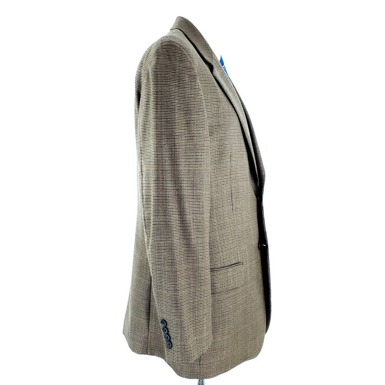 Pronto Uomo Pronto Uomo Wool 2 Button Blazer 42L Brown Houndstooth Windo Size 42L - 7 Thumbnail