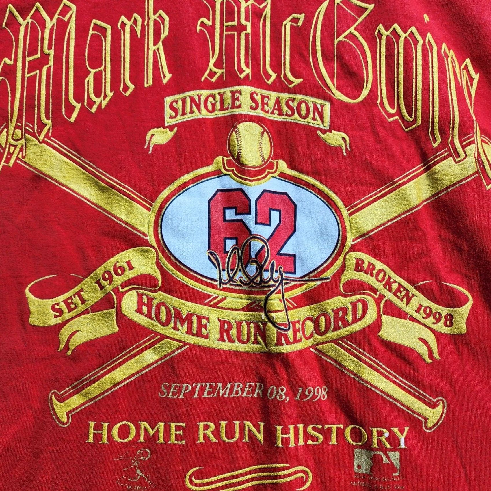 Lee LEE Vintage Mark McGwire Shirt Mens Large Red T-Shirt Home Run 1998 Logo Sports Shirt Mens Size US L / EU 52-54 / 3 - 2 Thumbnail