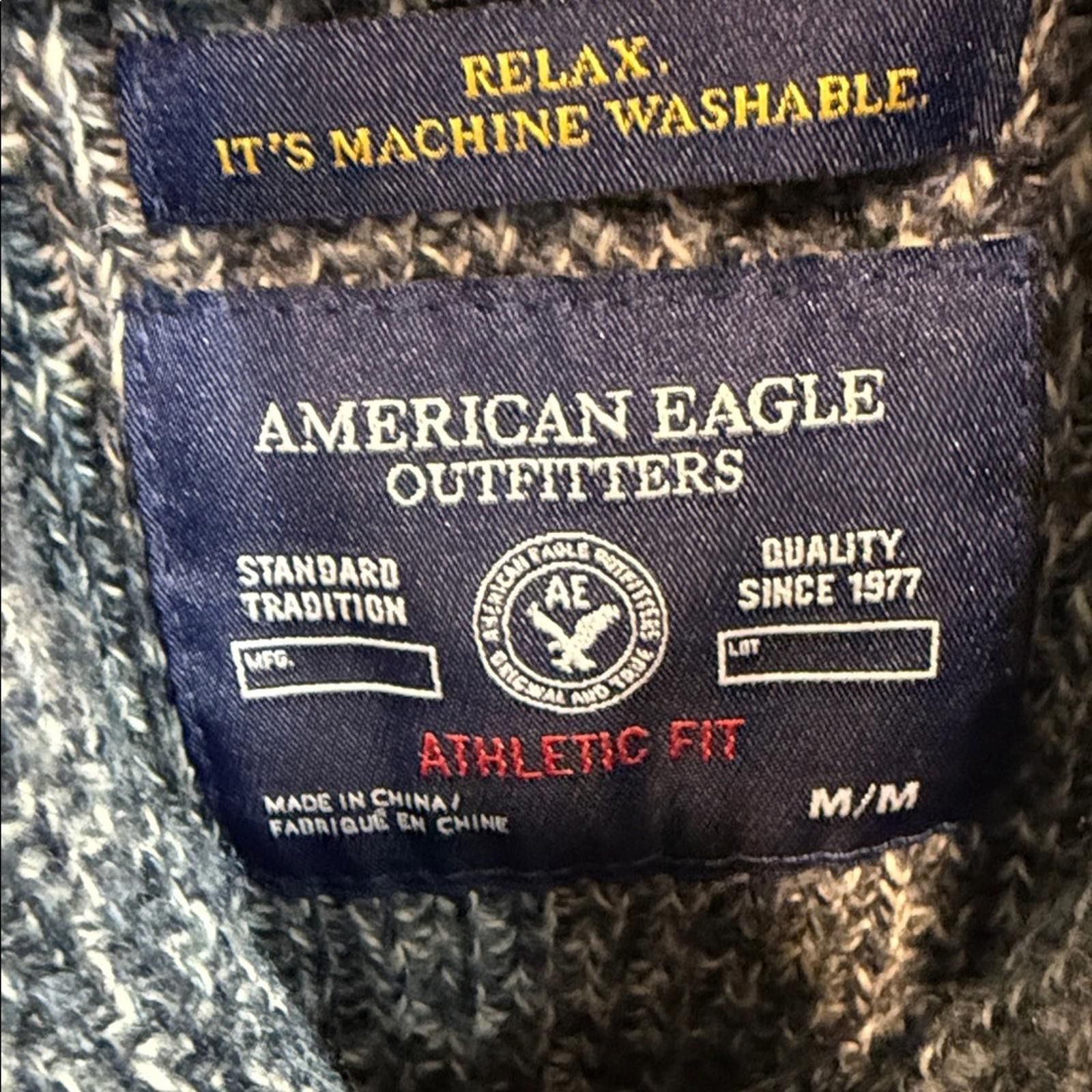 American Eagle Outfitters American Eagle Outfitters Blue and Gray Knit Sweater Size US M / EU 48-50 / 2 - 2 Thumbnail