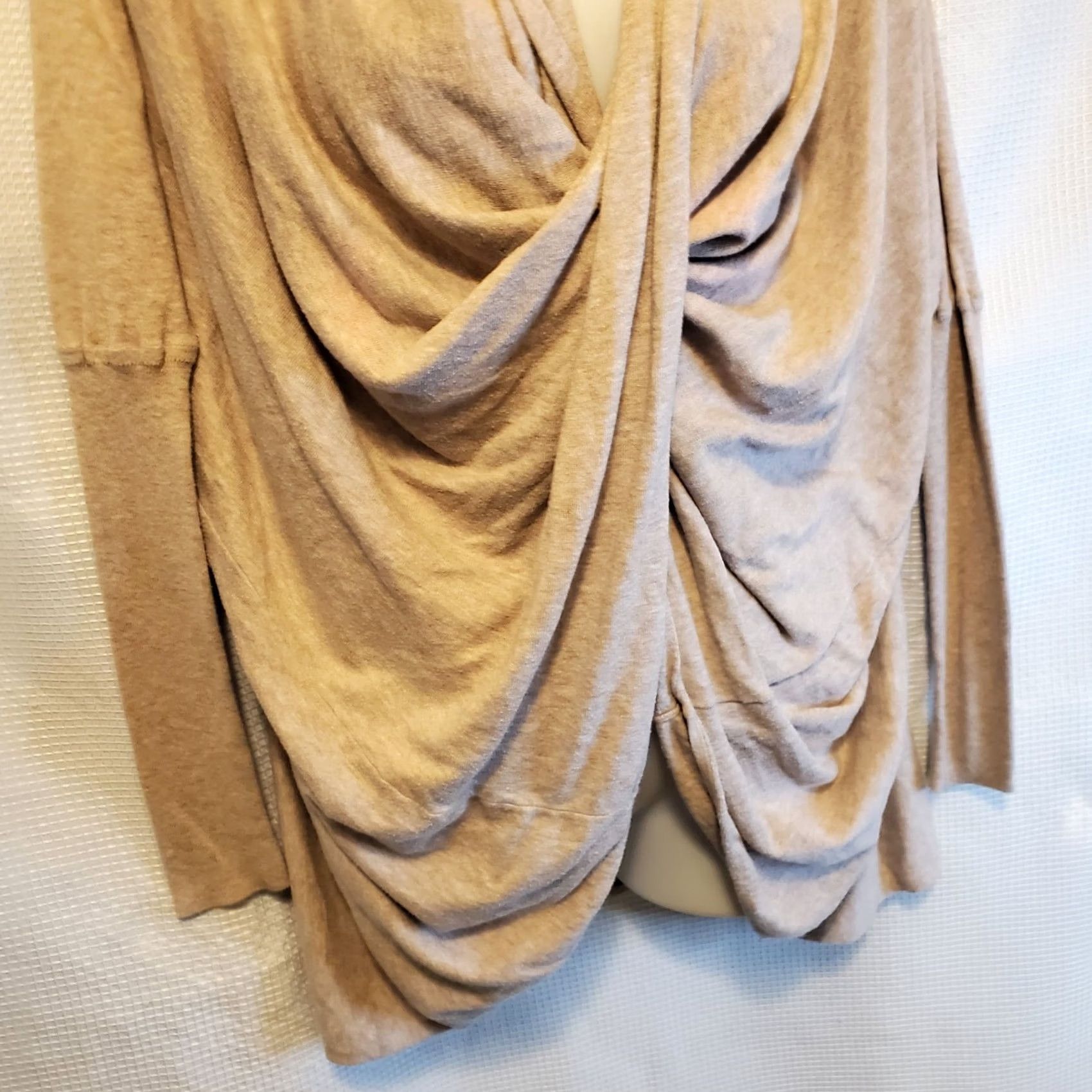 Allsaints All Saints Beige Sweater Knit XS Drape Wrap Ballet Long Sleeve Cowl Neck Dolman Sleeve Cotton Lightweight Oversized Relaxed Fit Pullover Women Size XS / US 0-2 / IT 36-38 - 4 Thumbnail