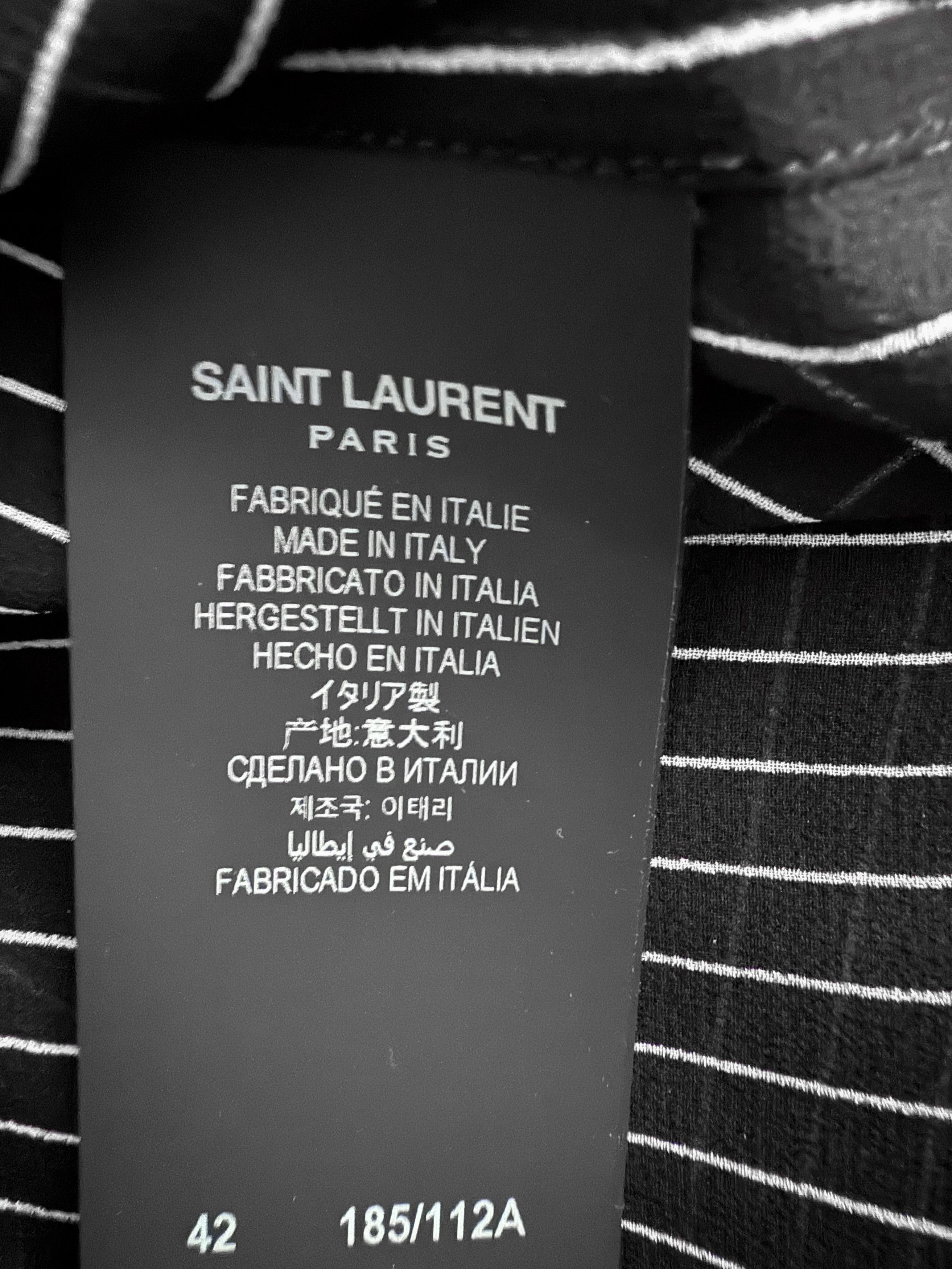 Saint Laurent Paris Black Pinstriped Silk Shirt Size US L / EU 52-54 / 3 - 14 Thumbnail