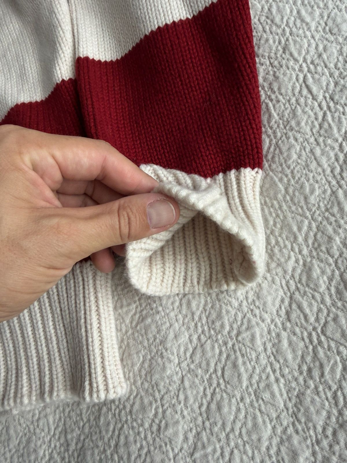 Rhude Rhude Red and Cream Knitted Sweater Size US L / EU 52-54 / 3 - 4 Thumbnail