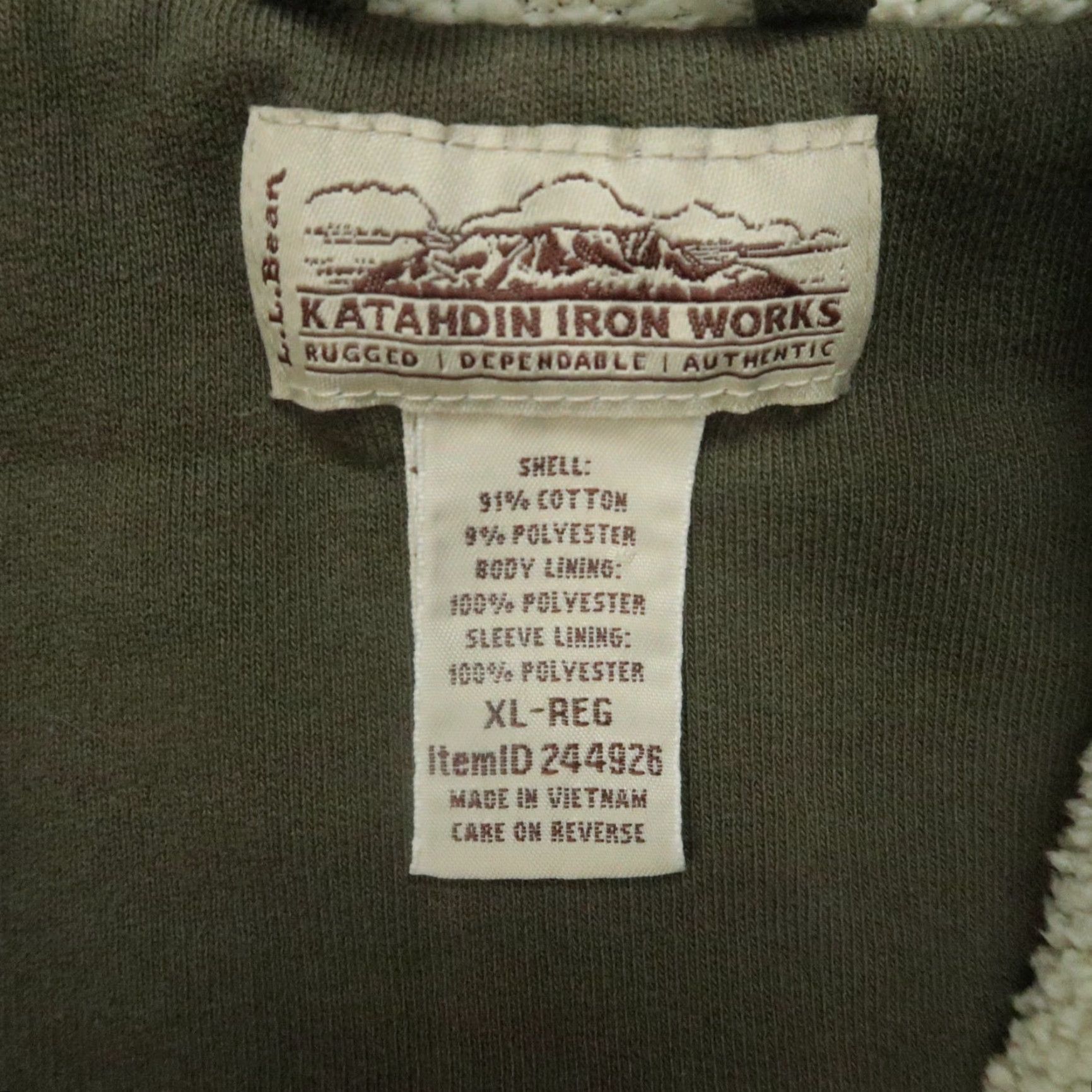Vintage LL Bean Hoodie Men XL Green Katahdin Iron Works Full Zip Heavyweight Size US XL / EU 56 / 4 - 3 Thumbnail