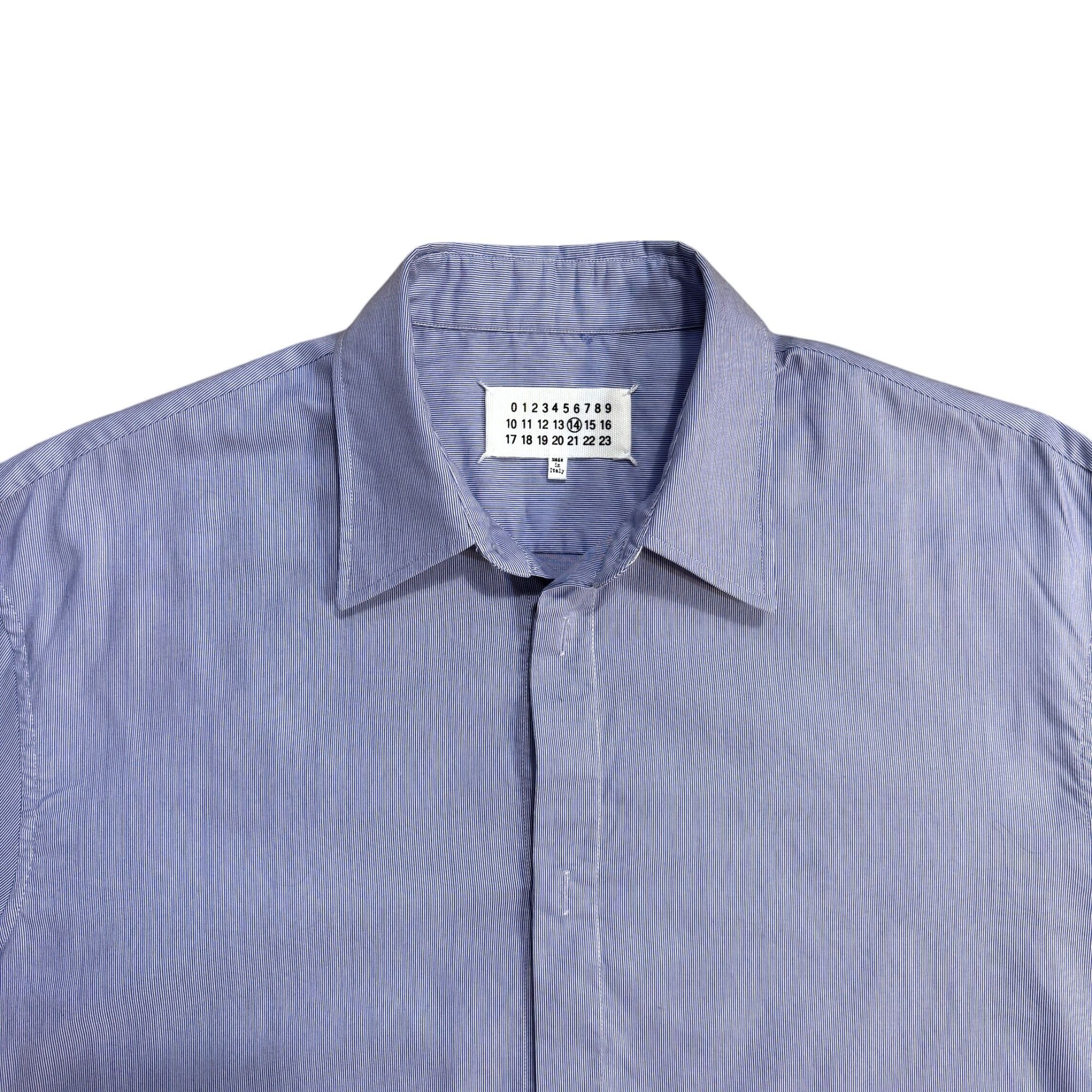 Maison Margiela White & Blue Micro Stripe Shirt Size US L / EU 52-54 / 3 - 2 Thumbnail