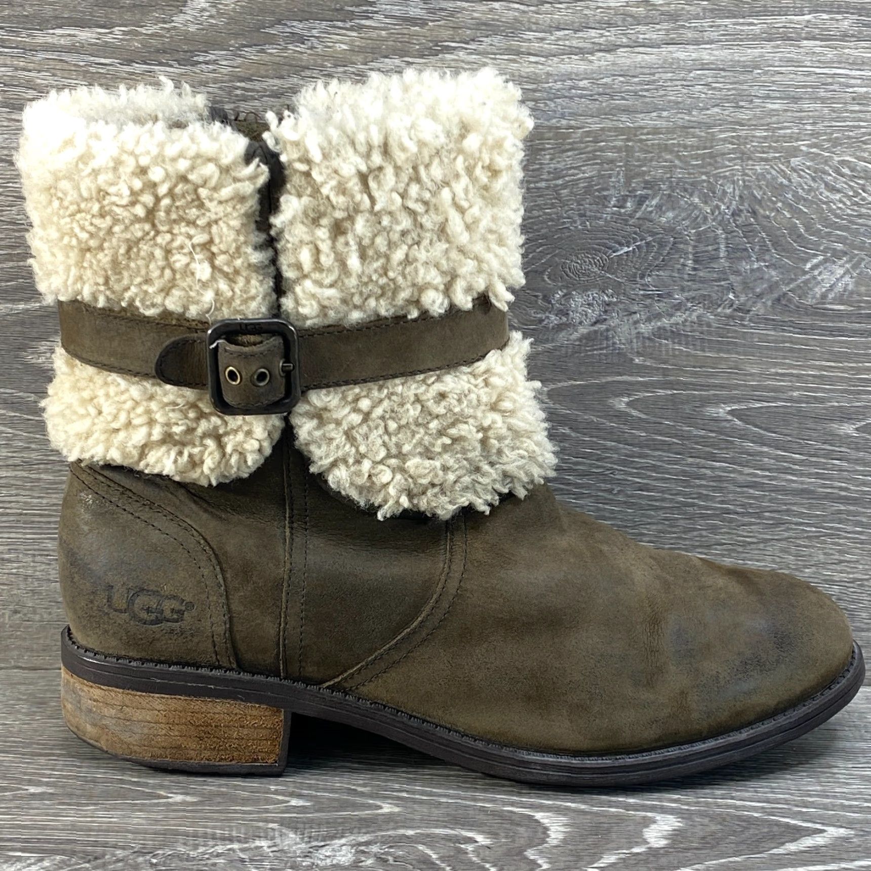 Ugg UGG Boots Womens 10 Blayre II Sherpa Lined Ankle Moto Brown Leather Side Zip Boots - UGG Blayre II Brown Leather Side Zip Womens 10 Size US 9 / IT 39 - 2 Thumbnail
