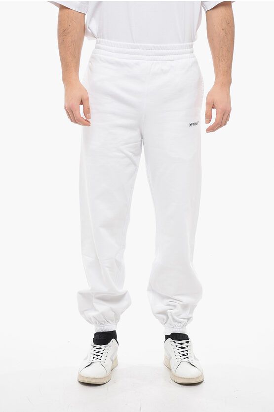 image of Off White Seasonal Brushed Cotton Sweatpants With Cuffs in White, Men's (Size 31)