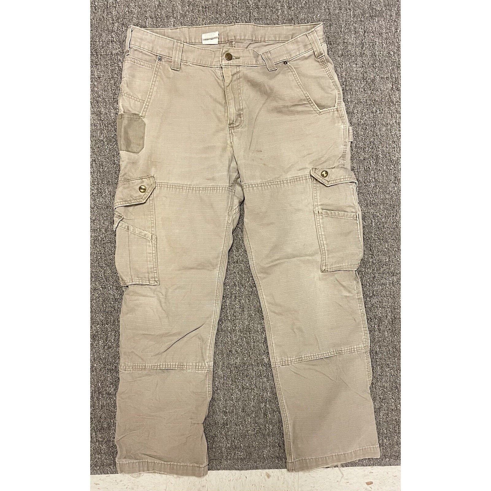 Carhartt × Vintage Carhartt Double Knee Cargo Pants 35x30 Tan Baggy Fit Skater Size US 35 - 1 Thumbnail