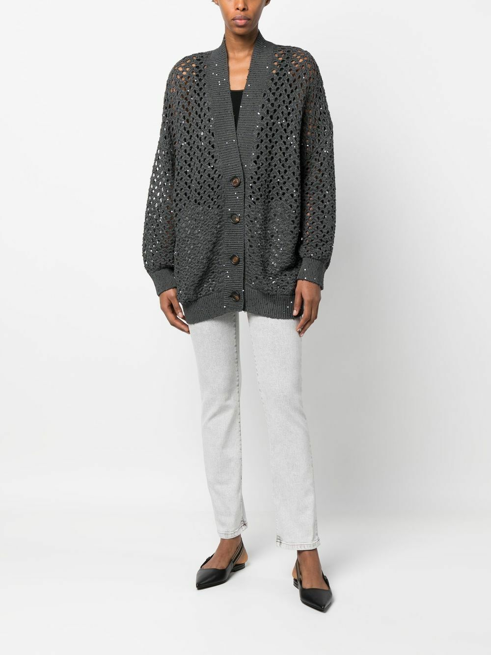 Brunello Cucinelli o1y0725 Cardigan in Dark Gray Size XXS / US 00 / IT 34 - 5 Thumbnail