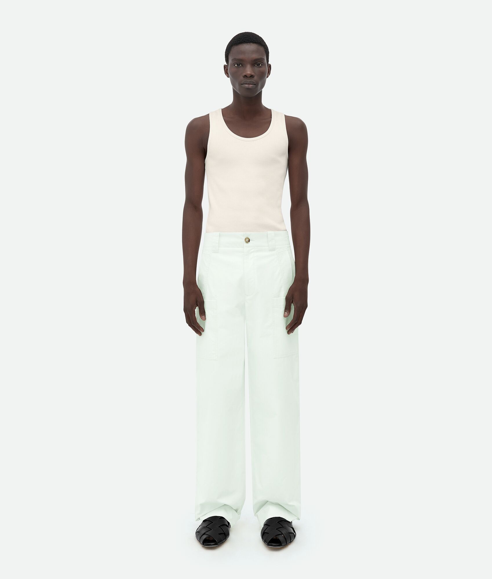 o1n1vont1224 Cargo Cotton Pants in Light Cyan
