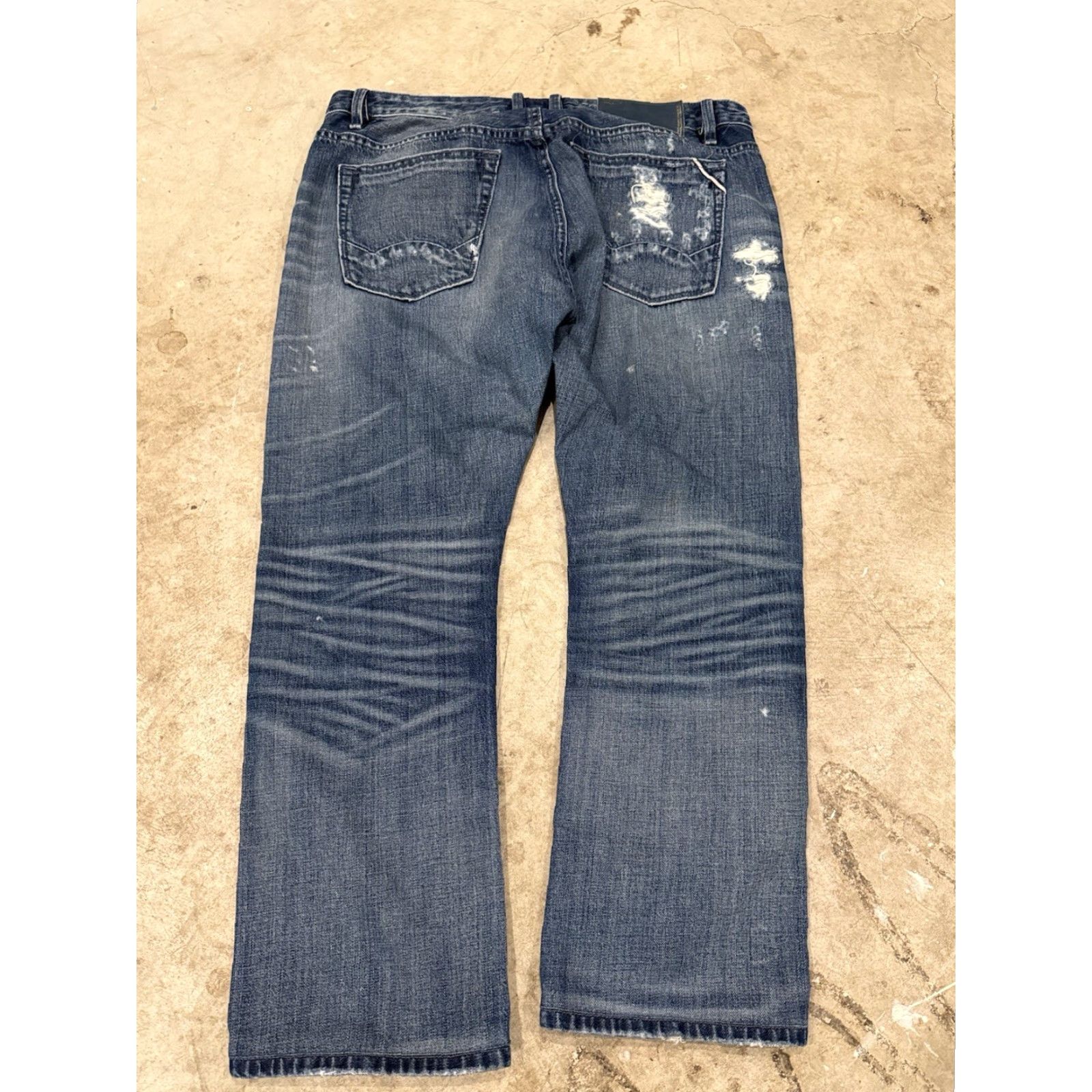 Cult Of Individuality Cult of Individuality Jeans Mens 38x28 Blue Rebel Straight Selvedge Whiskers 5-Pocket Design Distressed Logo Size US 38 / EU 54 - 2 Thumbnail